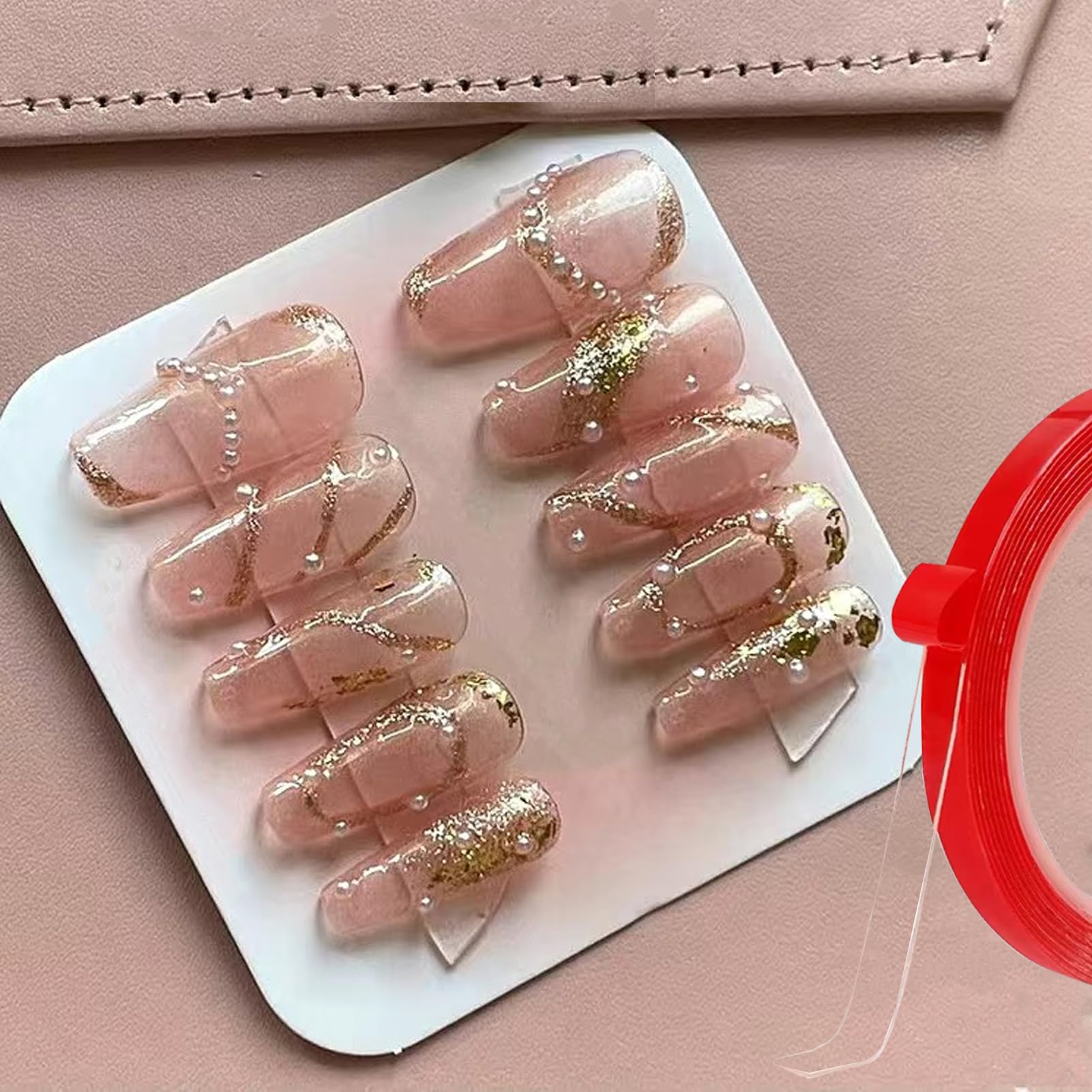 5 Rolls Double Sided Nail Tape for Press On Nails - Strong Adhesive Fake Nail Tape for Nail Art, Salon & DIY Manicures - Perfect for Nail Packaging, Storage, Display & Press On Nail Supplies - Includes Free Tweezer for Easy Application