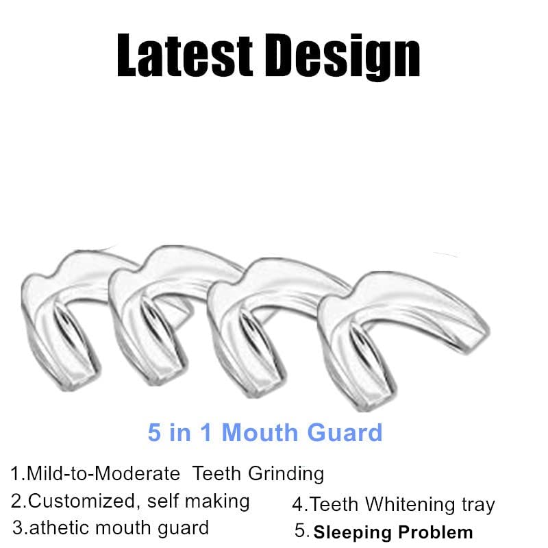 4-Pack Custom Night Guard for Teeth Grinding & Clenching - Bruxism Relief, Sports Protection & Whitening Tray with Magnetic Mirror Case (Black) - Perfect for Sleep, Sports & Dental Care