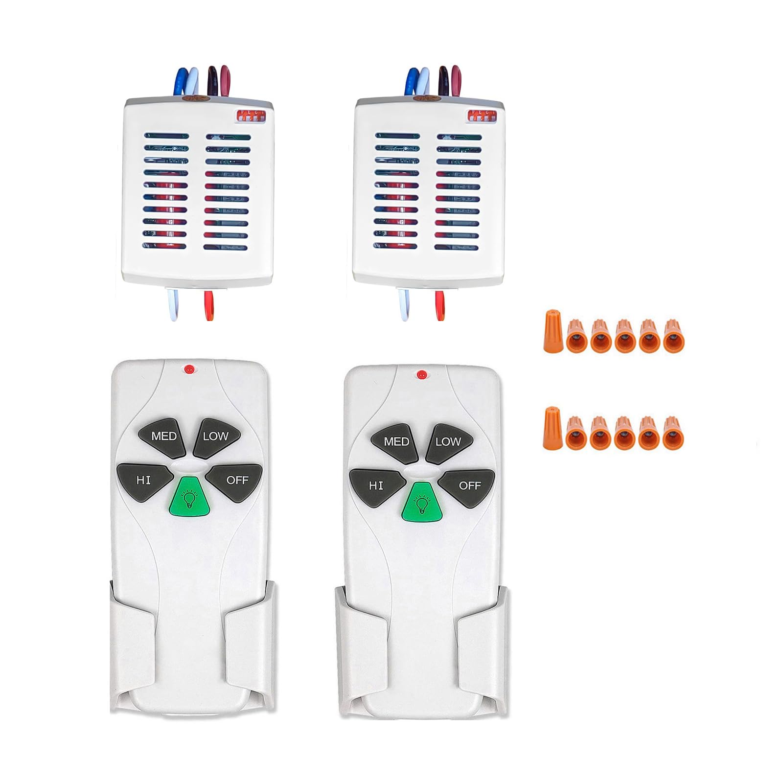 2 Pack Universal Ceiling Fan Remote Control Kit with Light Dimmer & 3 Speed Fan Controller - Mini Receiver Replacement for Hampton Bay, Hunter, Harbor Breeze, Westinghouse, Honeywell & More - Perfect for Bedroom, Living Room & Office Use