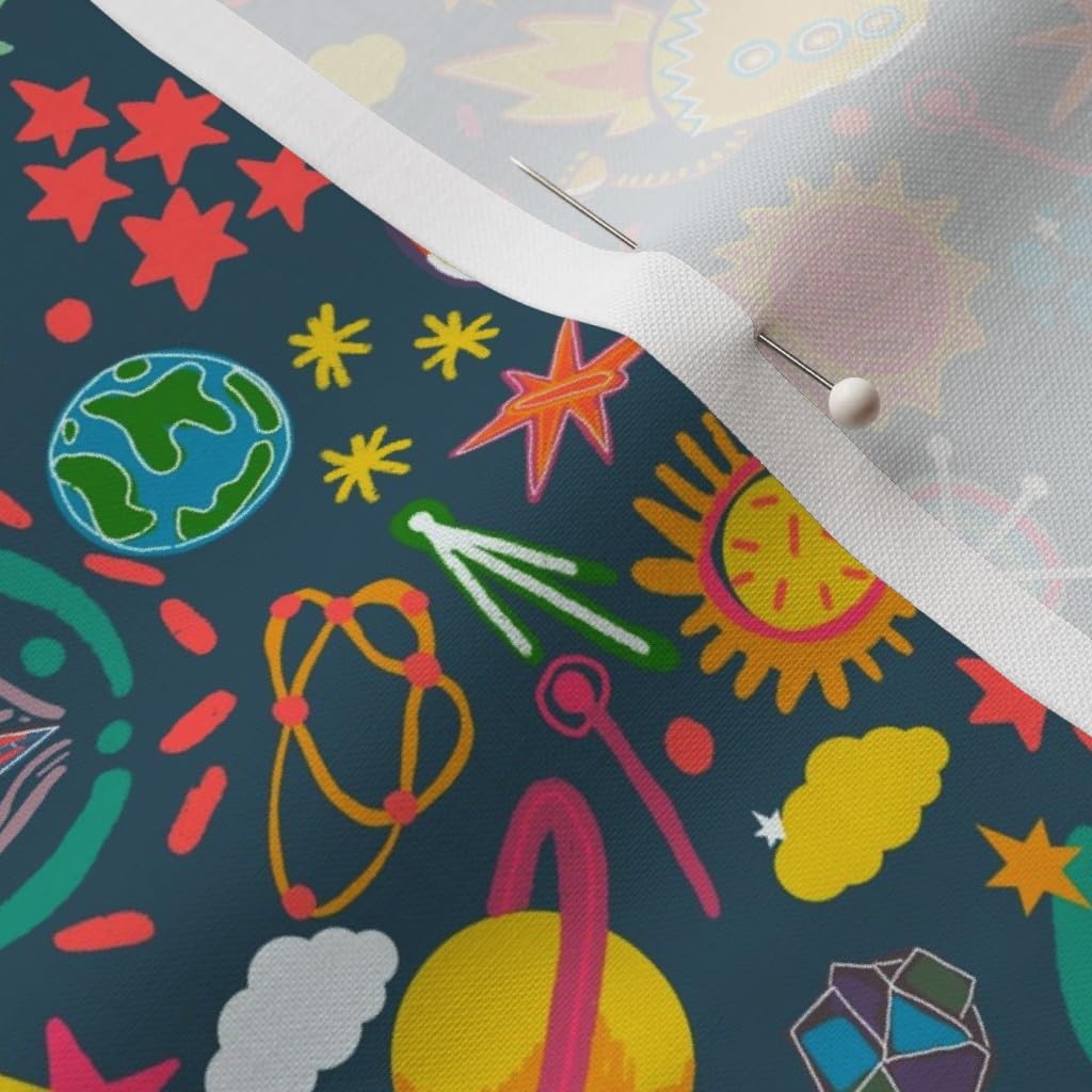 Ditsy Space Adventure Galaxy Planets Kids Science Printed Cotton Fabric - Petal Signature Cotton Fat Quarter for Sewing, Quilting, Apparel & DIY Crafts | Perfect for Kids Bedding, Curtains & Space-Themed Decor