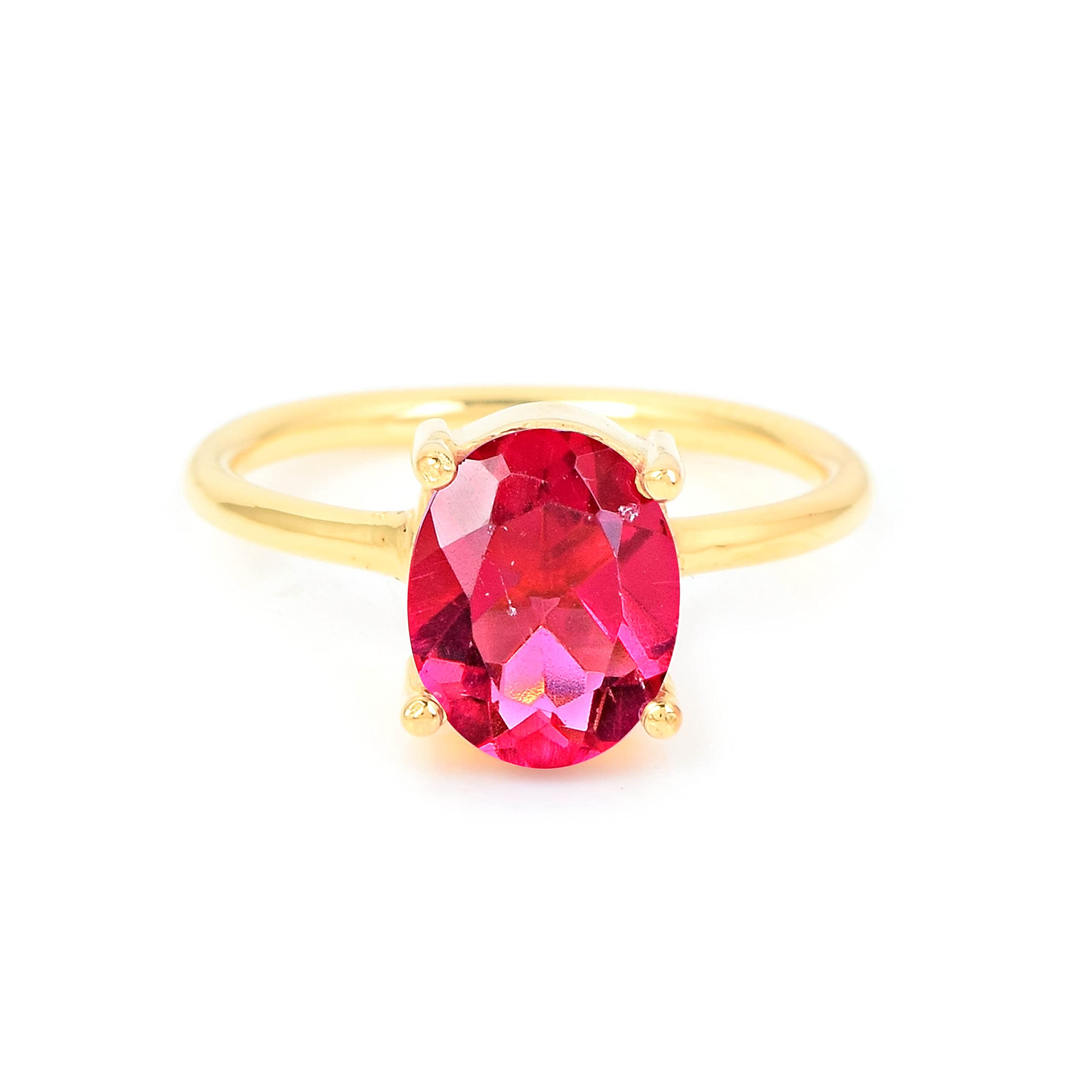 Elegant Pink Tourmaline Ring for Women - 14K Gold Plated Sterling Silver October Birthstone Jewelry | Oval Cut Gemstone Ring for Gift, Wedding, Anniversary & Everyday Wear