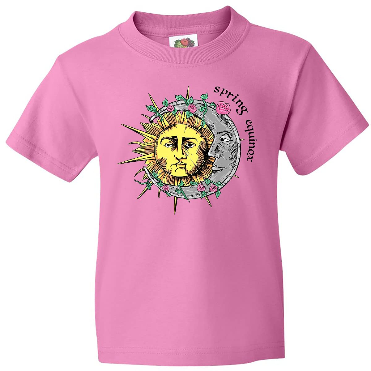 Inktastic 1st Day of Spring Sun and Moon Equinox Youth T-Shirt - Cute Spring Graphic Tee for Kids & Teens - Perfect for Spring Celebrations, Easter Outfits & Seasonal Activities