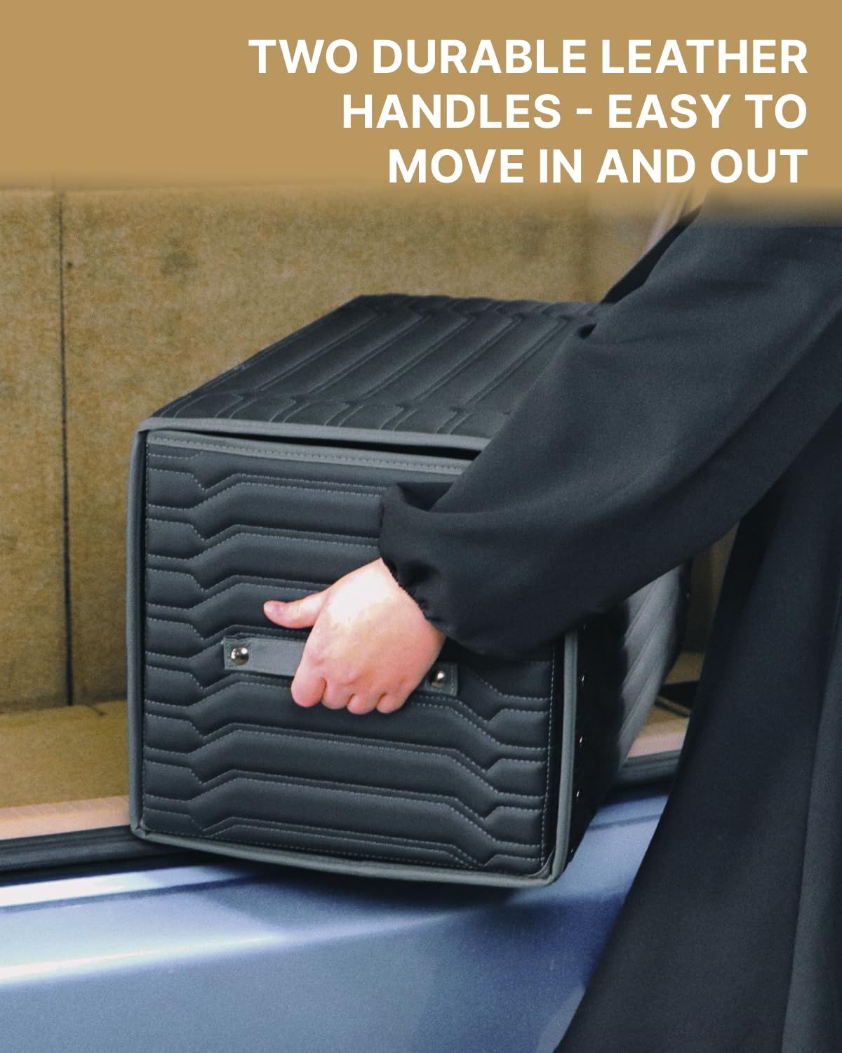 Premium Foldable Trunk Organizer for SUVs & Cars - 21.6 Inch Black Storage Box with Modern Design | Perfect for Road Trips, Grocery Shopping & Vehicle Organization