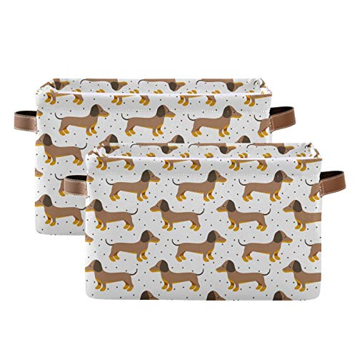Collapsible Foldable Storage Basket Bin for Dog Clothes & Toys - Waterproof Fabric Organizer Box (15 x 11 x 9.5 Inches, White, 2-Pack) - Perfect for Pet Supplies, Nursery Organization & Home Decor Storage