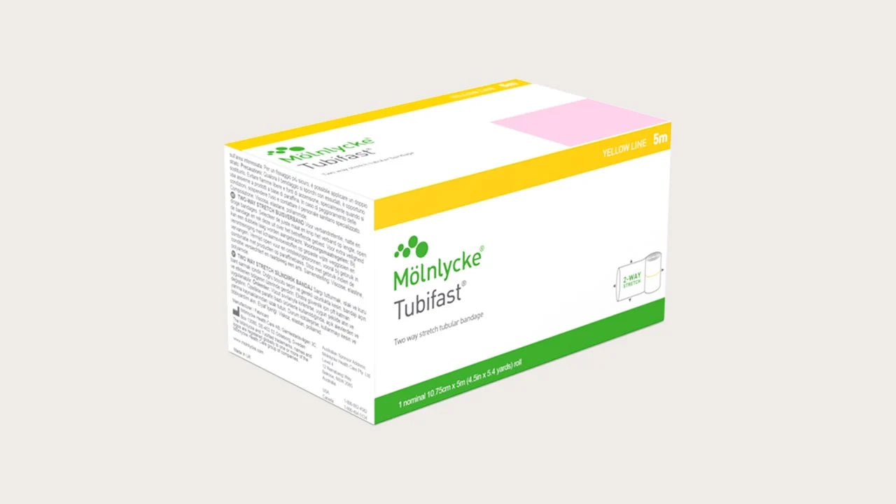 Molnlycke Tubifast Elastic Bandage 4.5in x 10.9yd - Premium Medical Support Wrap for Compression, Wound Care & Sports Injuries