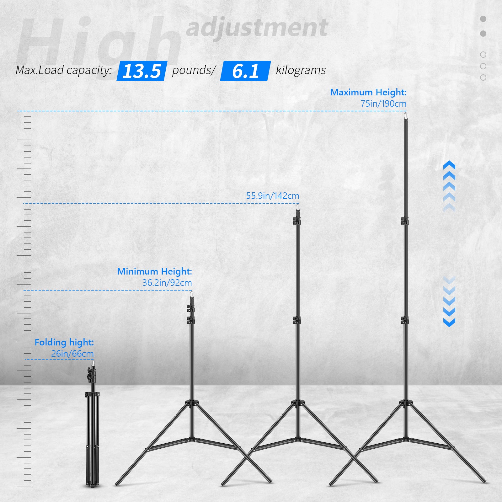 NEEWER ST 190 190cm Professional Photography Light Stand for Studio, Portrait, and Video Shooting - Heavy Duty Aluminum Tripod with Air Cushion for Stability