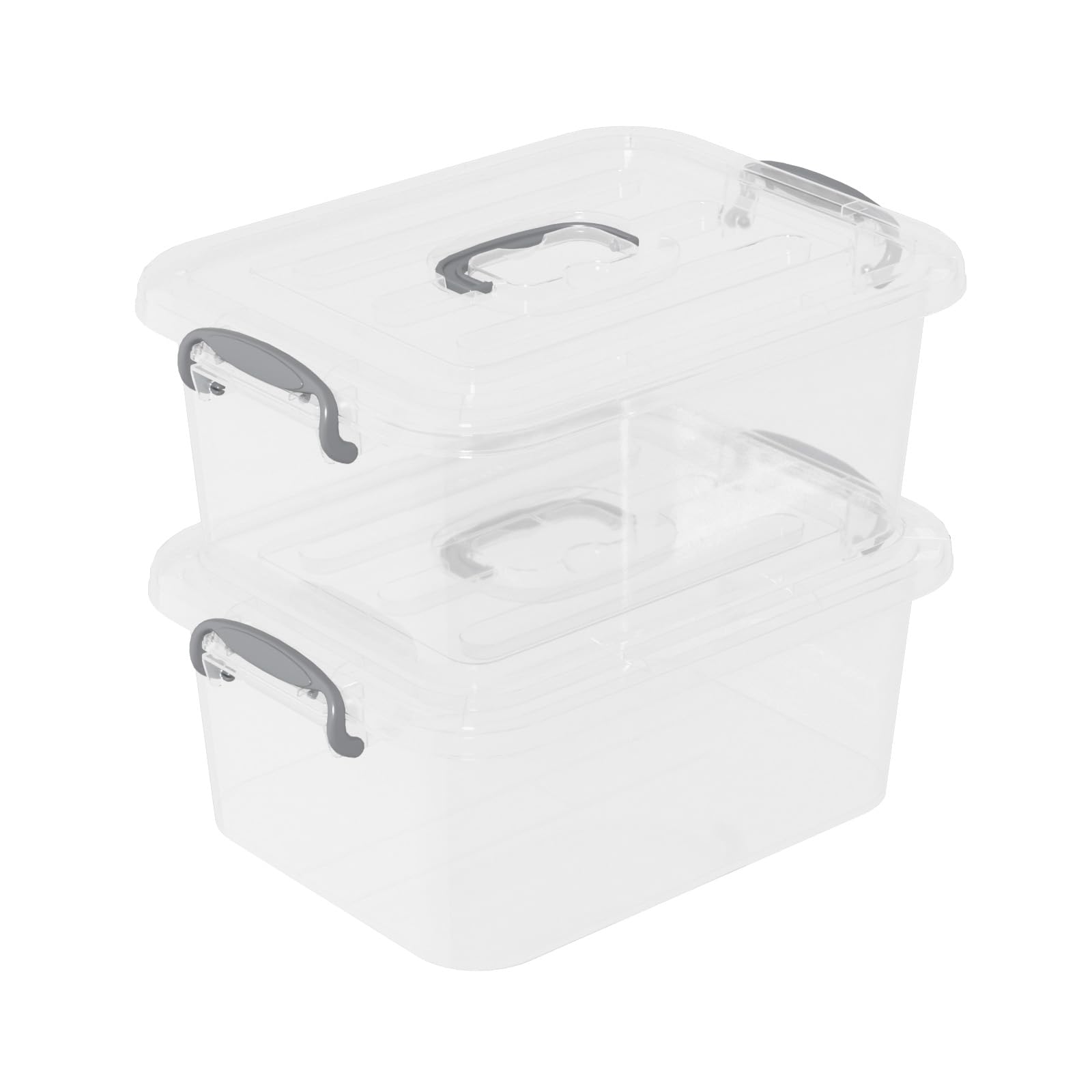 Clear Plastic Storage Boxes with Lids - 2-Pack 8L Organizer Bins for Home & Office