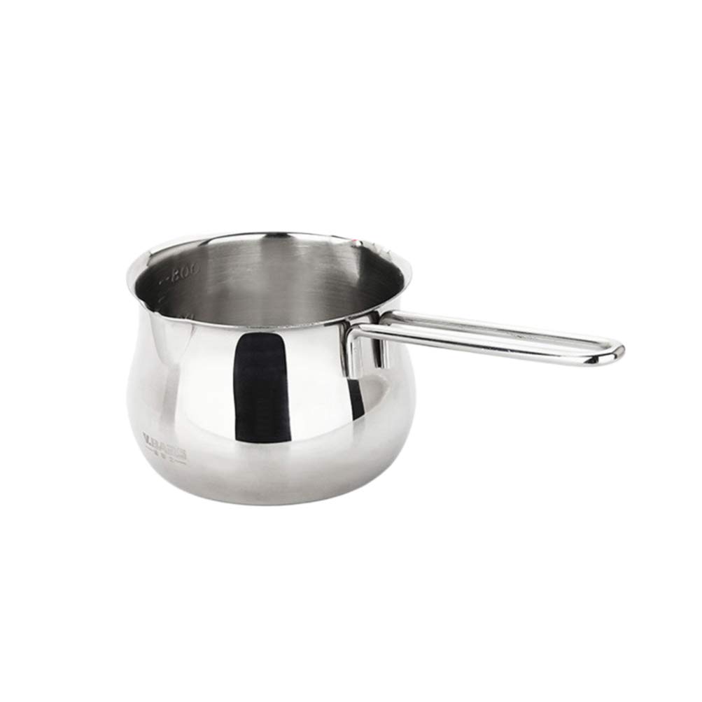 Hemoton 1pc Stainless Steel Milk Heating Pot - Mini Candle Warmer, Ceramic Fondue Pan for Cheese, Chocolate & Soup - Thickened Base Kitchen Heater for Baking, Noodles & Melting (Perfect for Romantic Dinners & Cozy Family Meals)