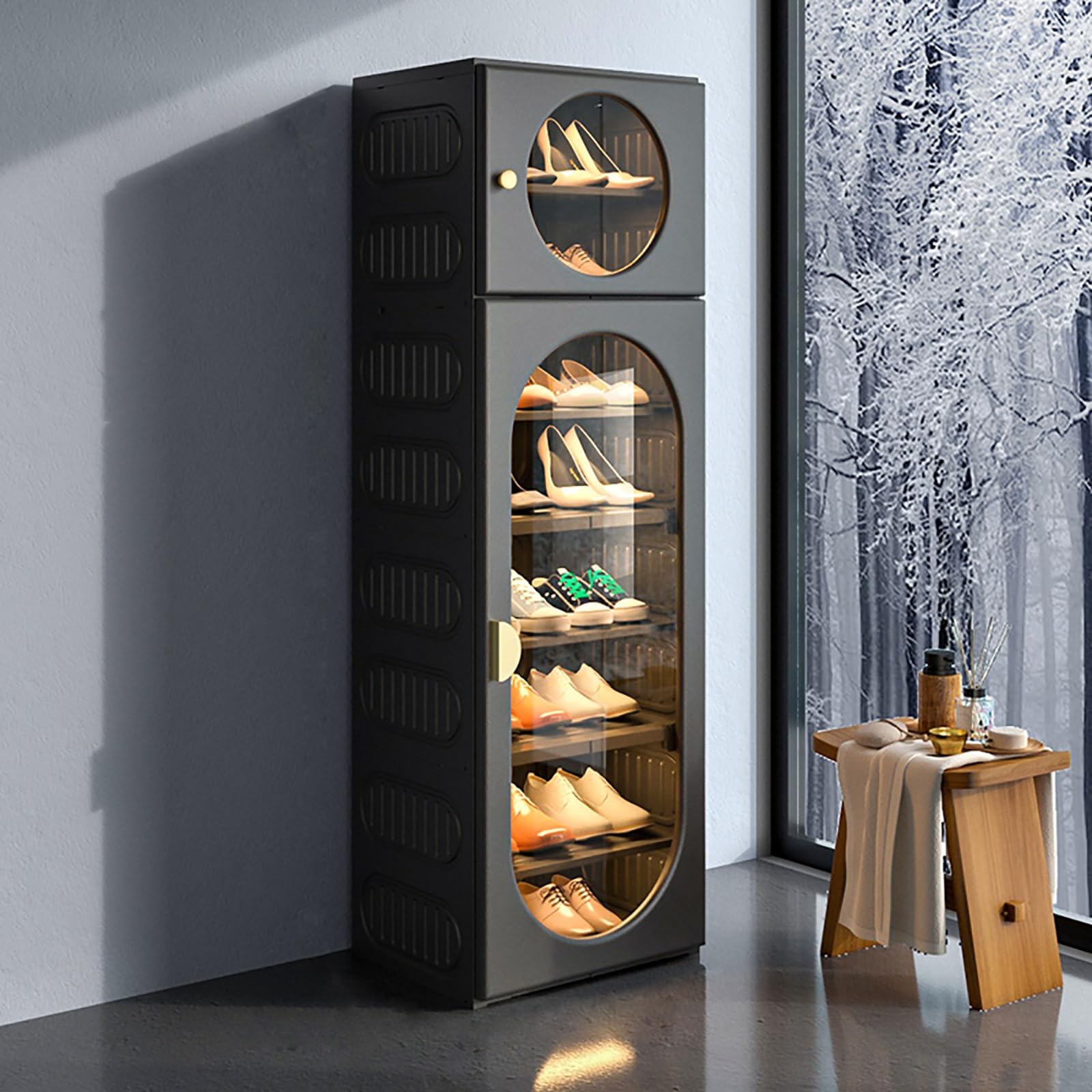 Foldable Shoe Storage Cabinet for Entryway - No Installation Needed, 8-Tier Shoe Organizer Rack (1 Column) - Perfect for Small Spaces, Apartments & Closet Organization