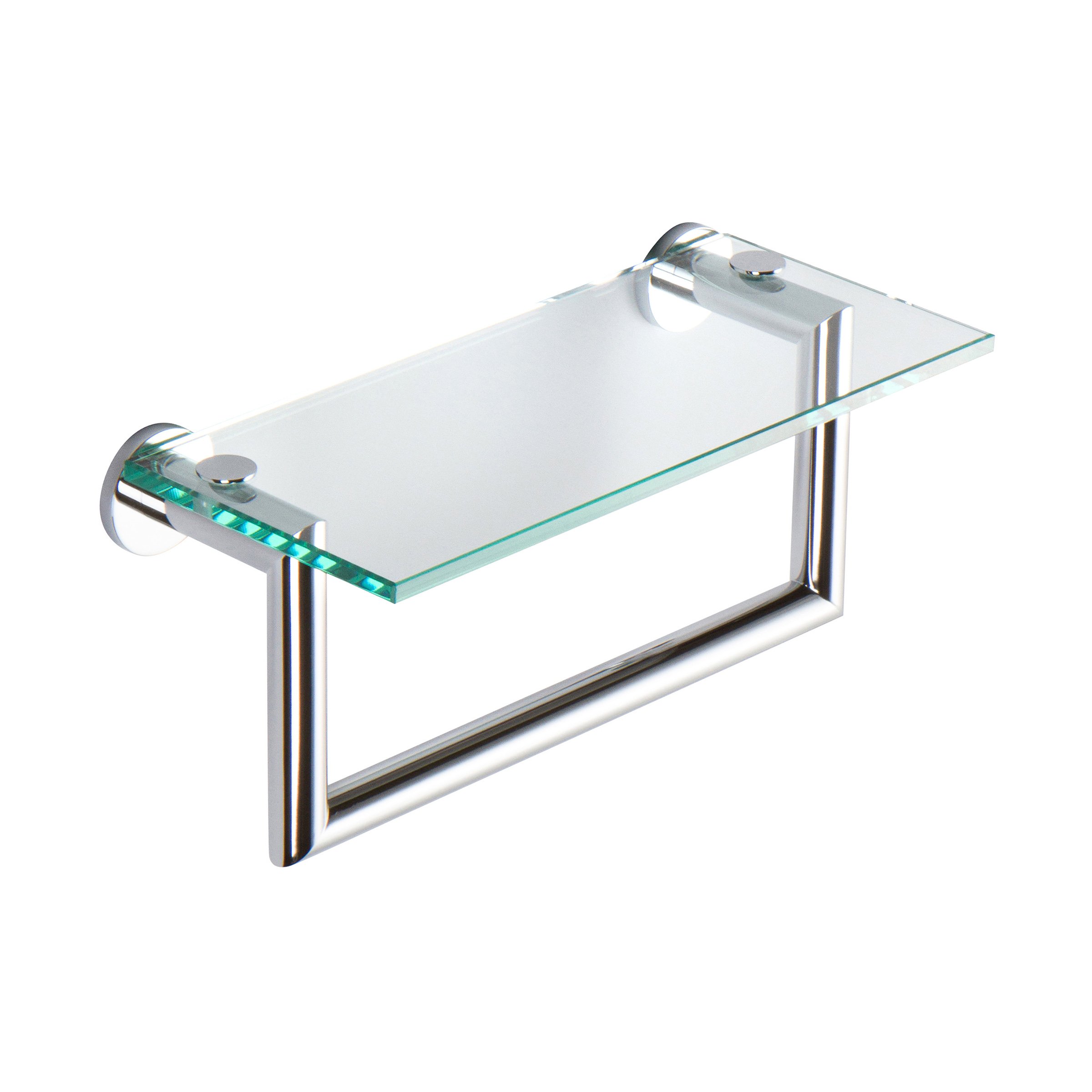 4619T-12/PC Kubic 12-Inch Polished Chrome Bathroom Shelf with Towel Bar - Space-Saving Storage for Toiletries, Cosmetics & Bath Towels in Small Bathrooms, Showers & Vanities