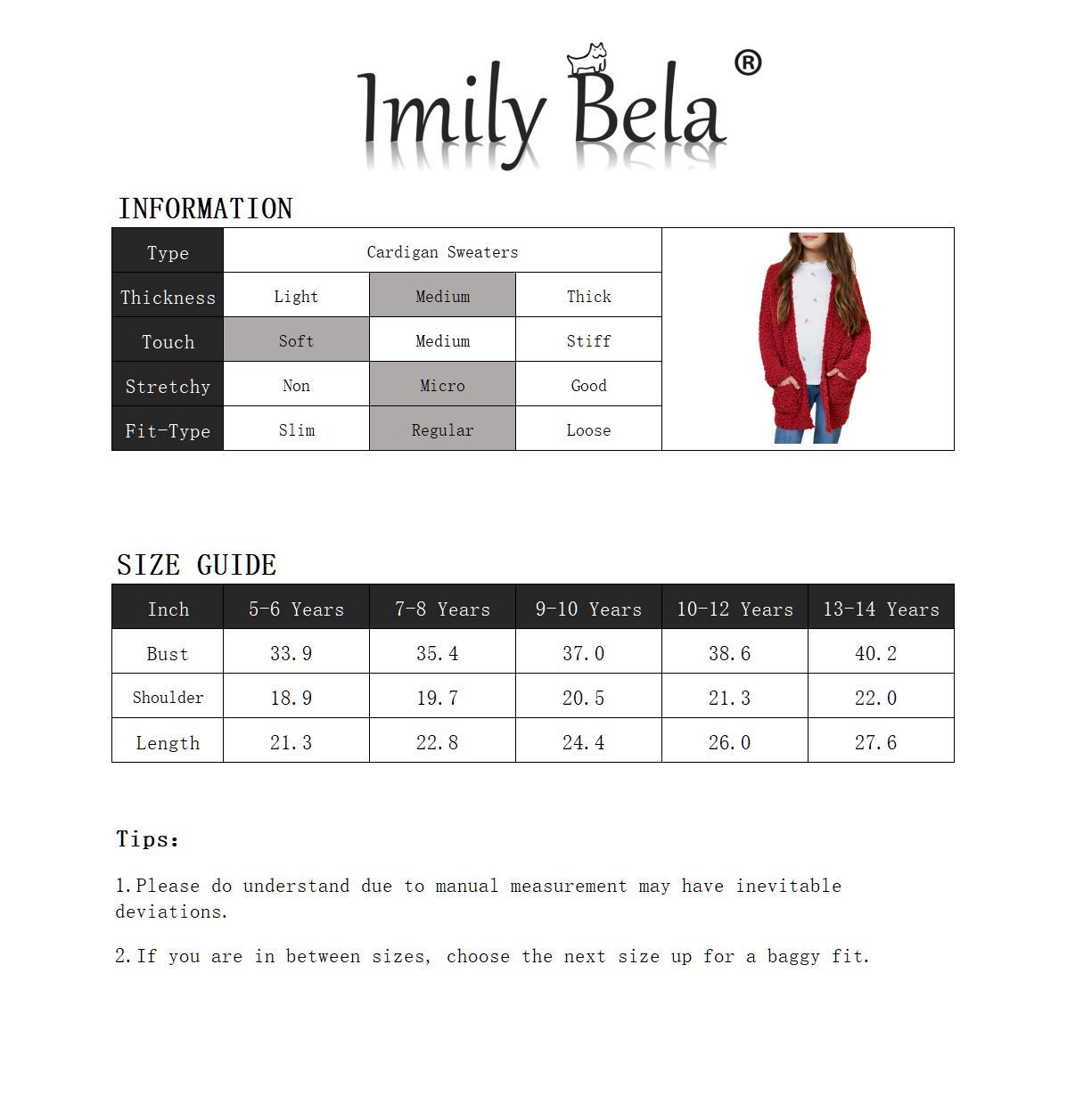 Imily Bela Girls Cardigan Sweater - Open Front Popcorn Knit Long Sleeve Coat with Pockets | Cute & Cozy Fall Winter Outfit for School, Playdates & Family Photos