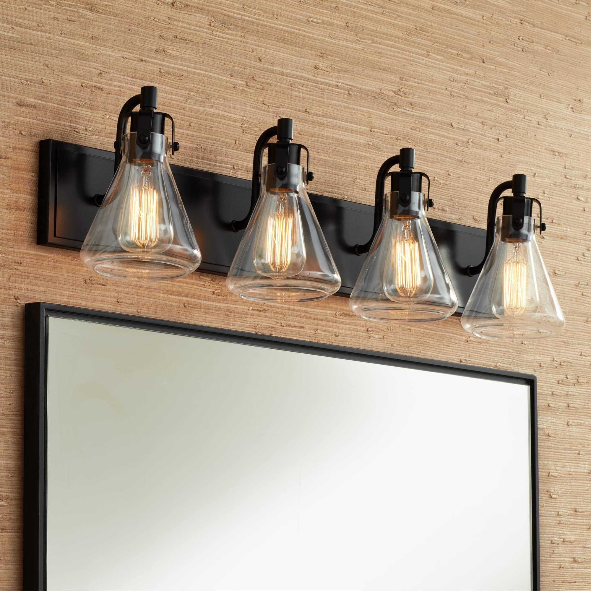 Possini Euro Cindy Farmhouse Industrial Rustic Wall Light - Bronze Brown Metal Hardwired 33