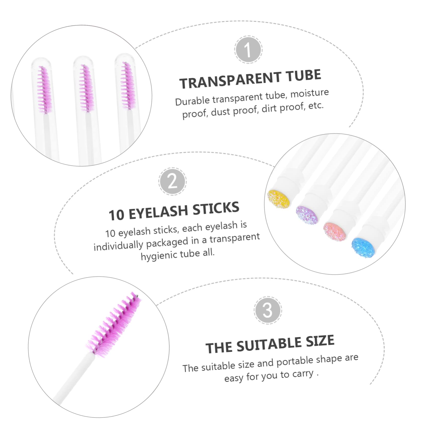 FOMIYES 10Pcs Professional Mascara Brush Set - Diamond Eyelash Tube with White Crystal Stick, Travel Makeup Accessories for Eyelash Extension & DIY Beauty | Perfect for Makeup Artists, Home Use & Travel Cosmetics Organizer