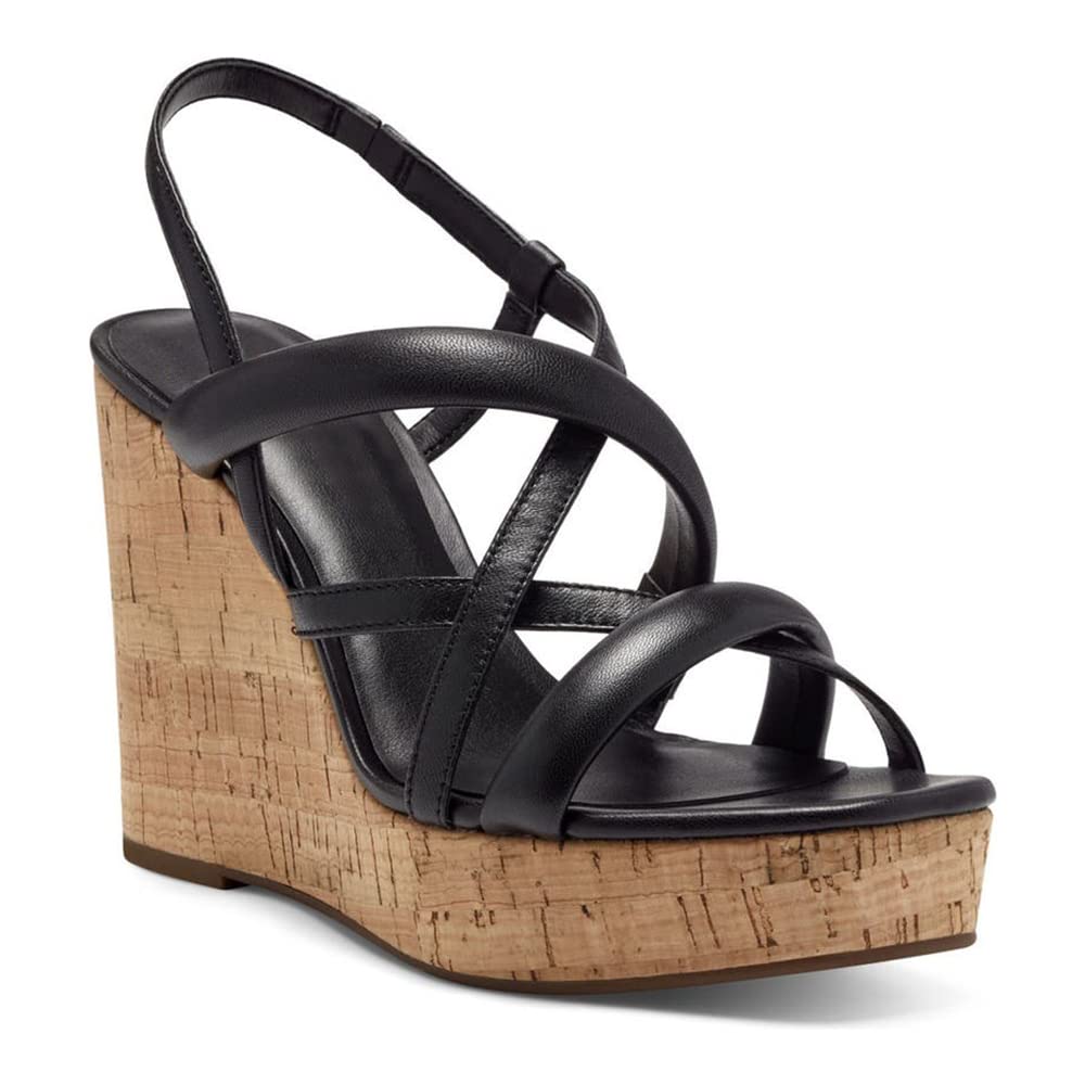 Reoplty Women's Platform Wedge Sandals - Square Open Toe Strappy Slingback with Elastic Band & Chunky Heels | Comfortable Summer Shoes for Beach, Party & Casual Outfits