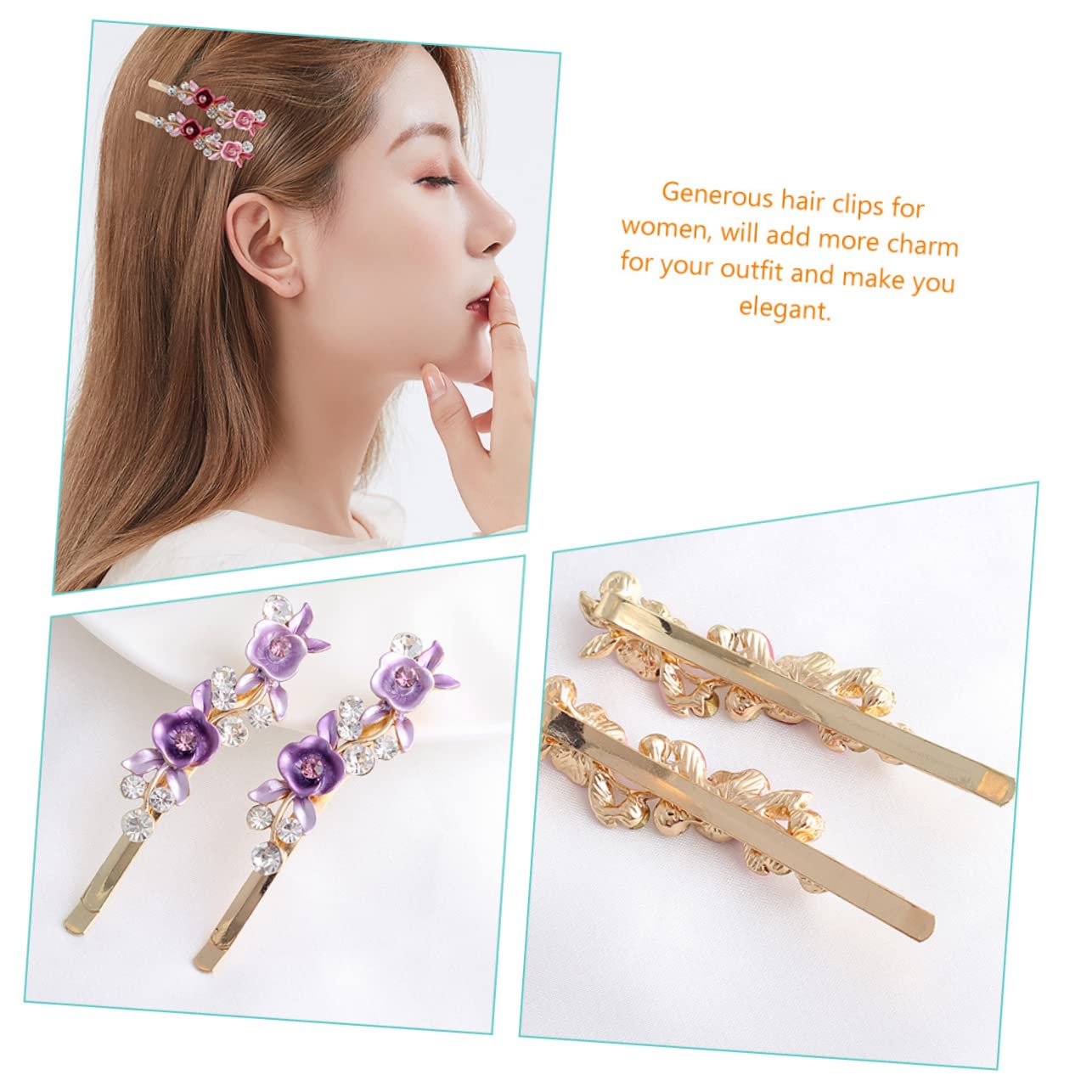 Elegant Rhinestone Hair Clips for Women - Flower Hair Barrettes for Party & Wedding