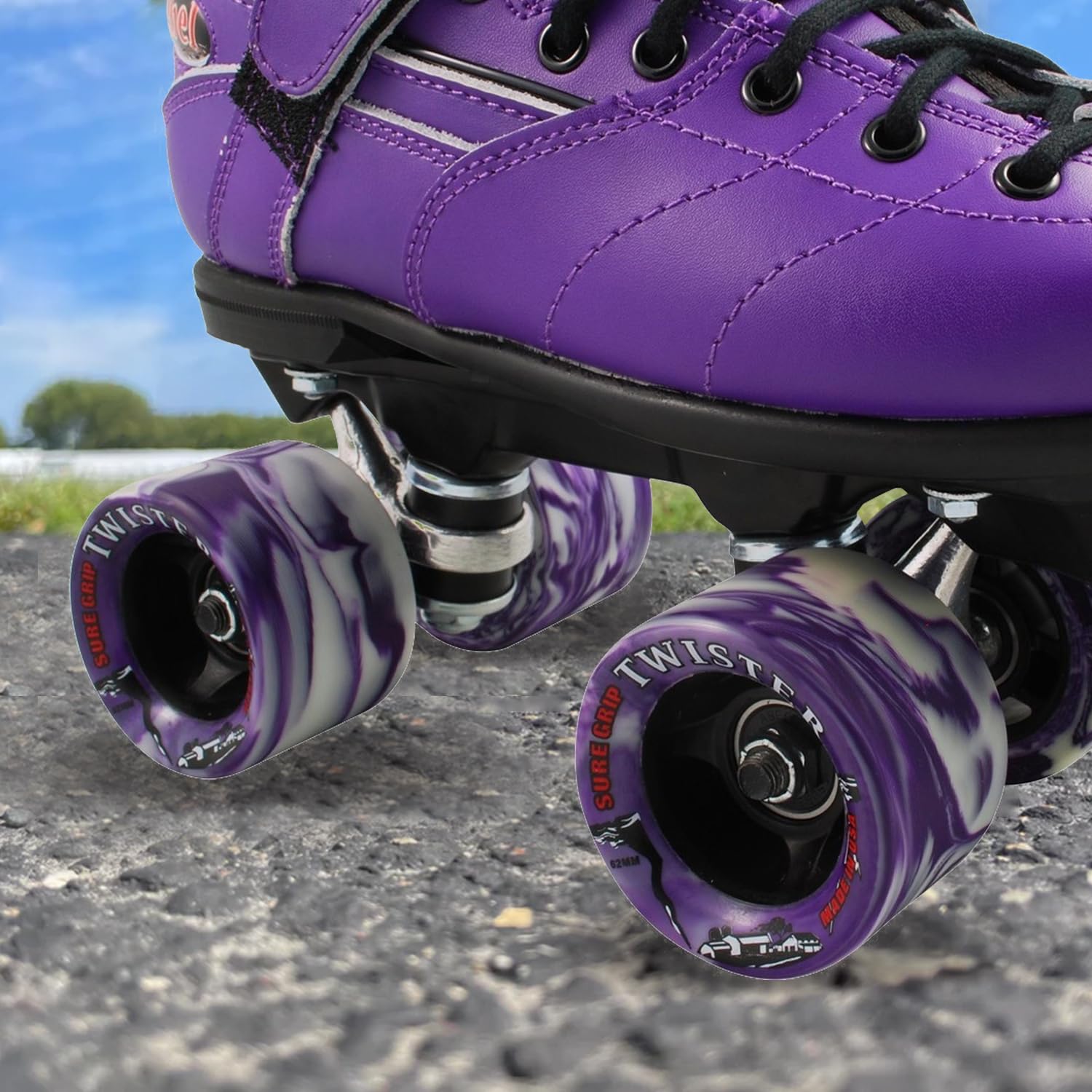 Sure-Grip Twister Roller Skates Wheels - 95A Hardness, 62mm x 42mm Urethane Material, Stylish & Smooth Sliding Wheels, Pack of 8 - Perfect for Indoor and Outdoor Skating