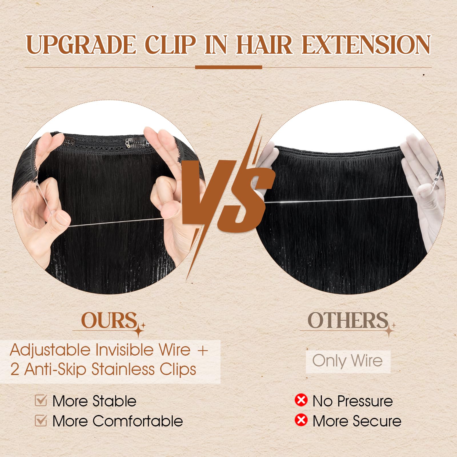 Benehair 16 Inch Halo Hair Extensions - 100% Real Human Hair, Invisible Wire & Fish Line, Dark Black, 65g | Perfect for Parties, Weddings, and Everyday Styling