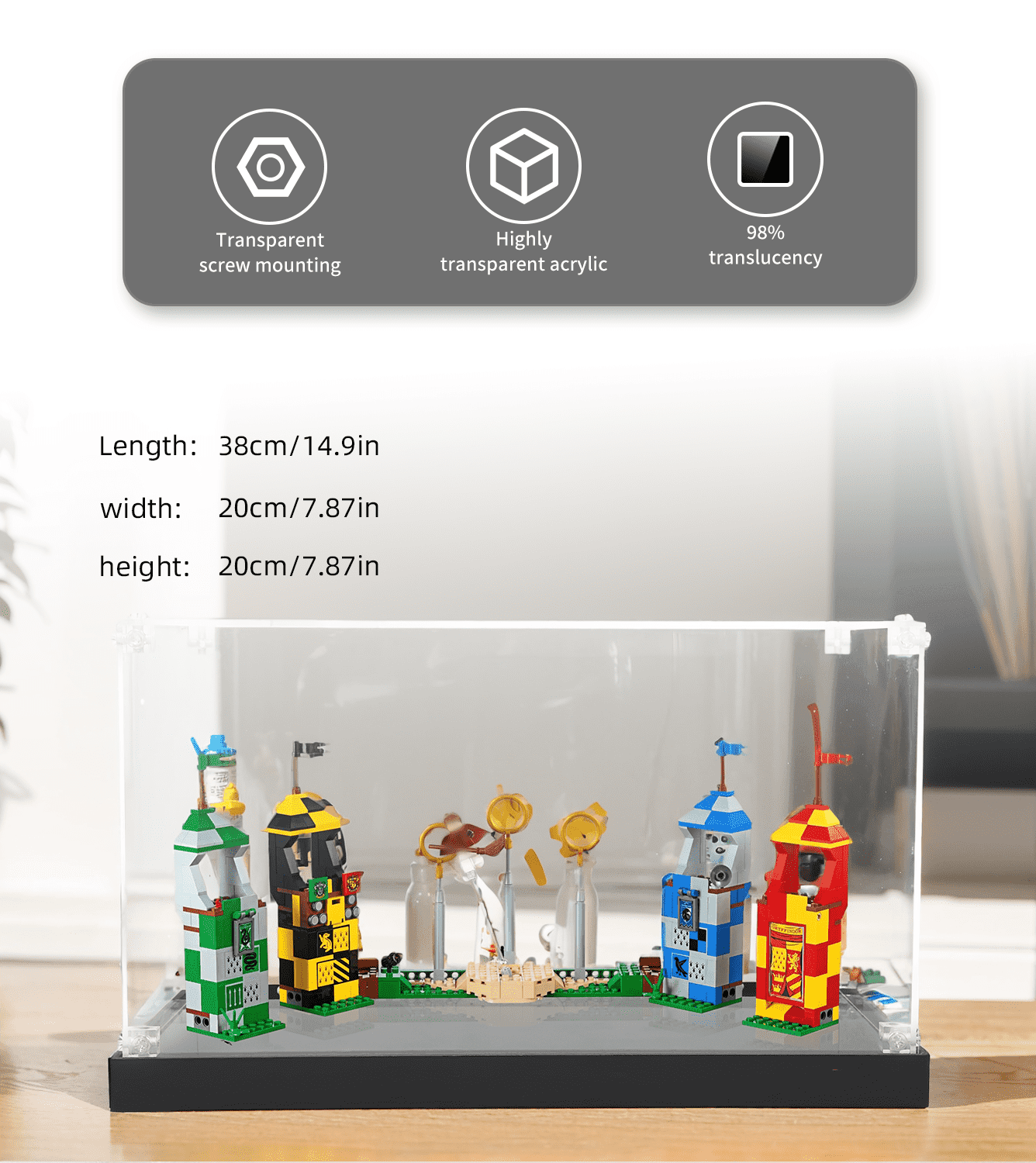 LEGO Harry Potter Quidditch Match 75956 Display Case - Premium Acrylic Showcase for Collectible Building Sets - Perfect for Home Decor, Office Display & Gift for Potter Fans