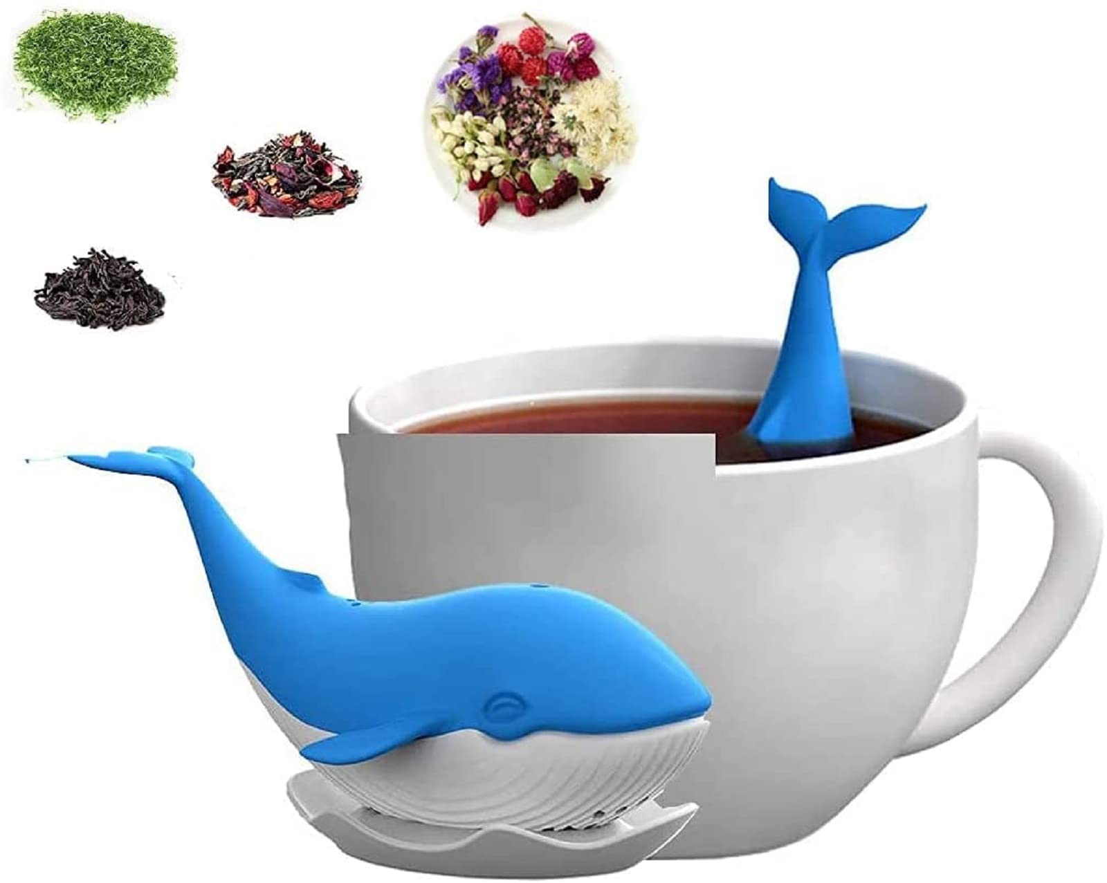 Hstore Life 2 Pack Cute Whale-Shaped Silicone Tea Infusers - Reusable Loose Leaf Tea Strainer & Filter for Hot Tea - Perfect Tea Accessories Gift for Tea Lovers - Ideal for Home, Office & Tea Parties