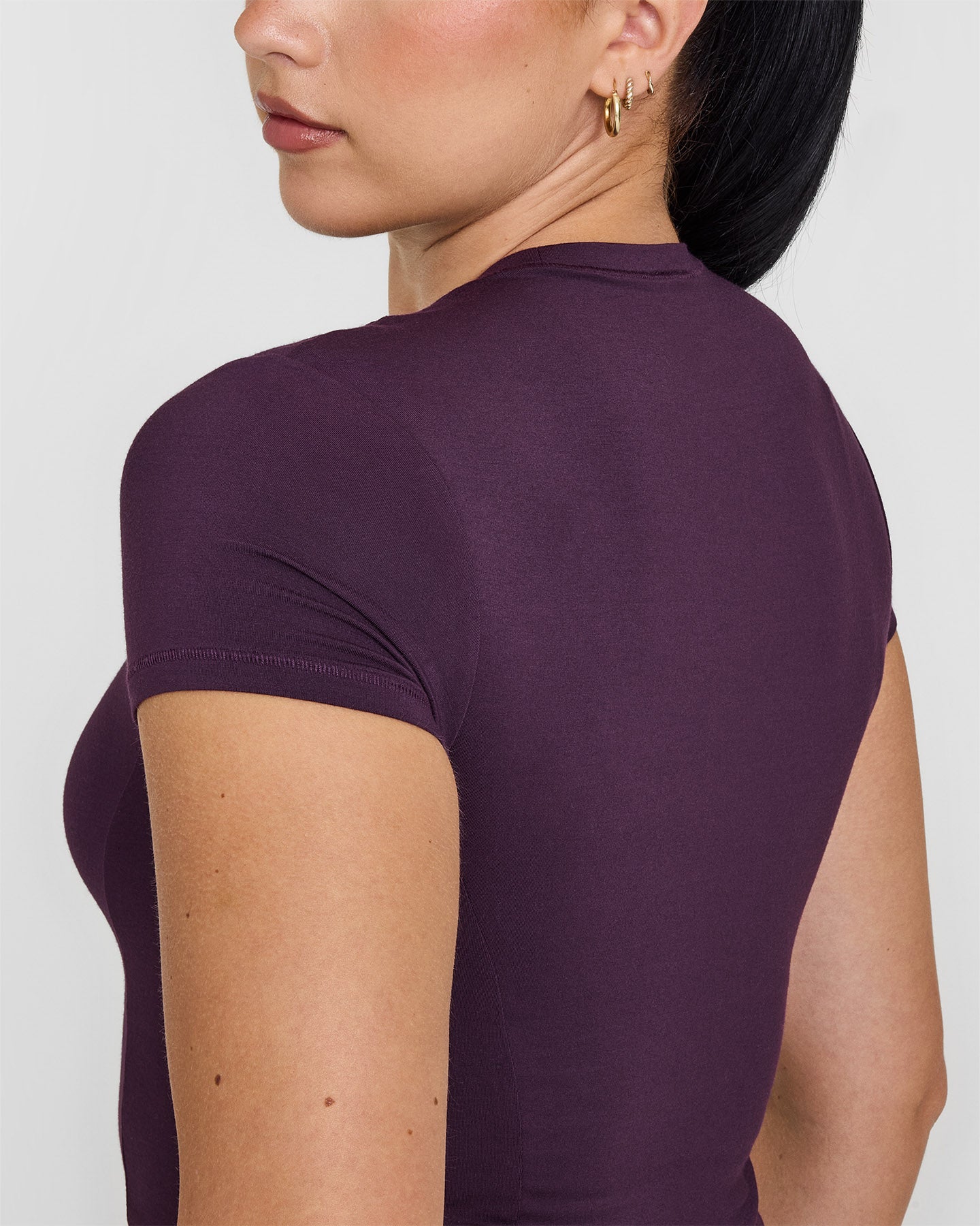 Mellow™ Soft Mid Short Sleeve T-Shirt for Women | Comfortable Casual Cotton Tee in Blackberry Purple | Perfect for Everyday Wear, Lounge & Outings