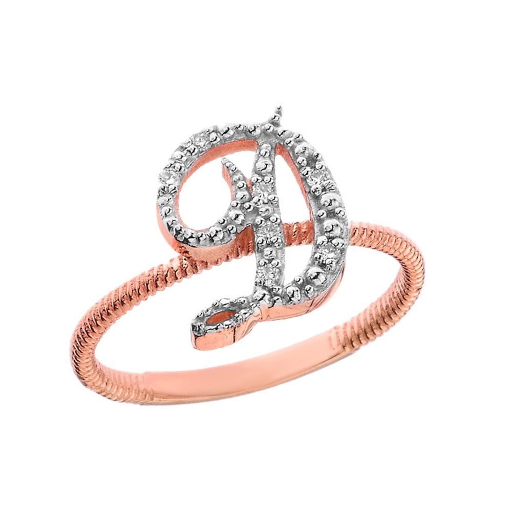 10K Rose Gold Diamond Initial Letter 