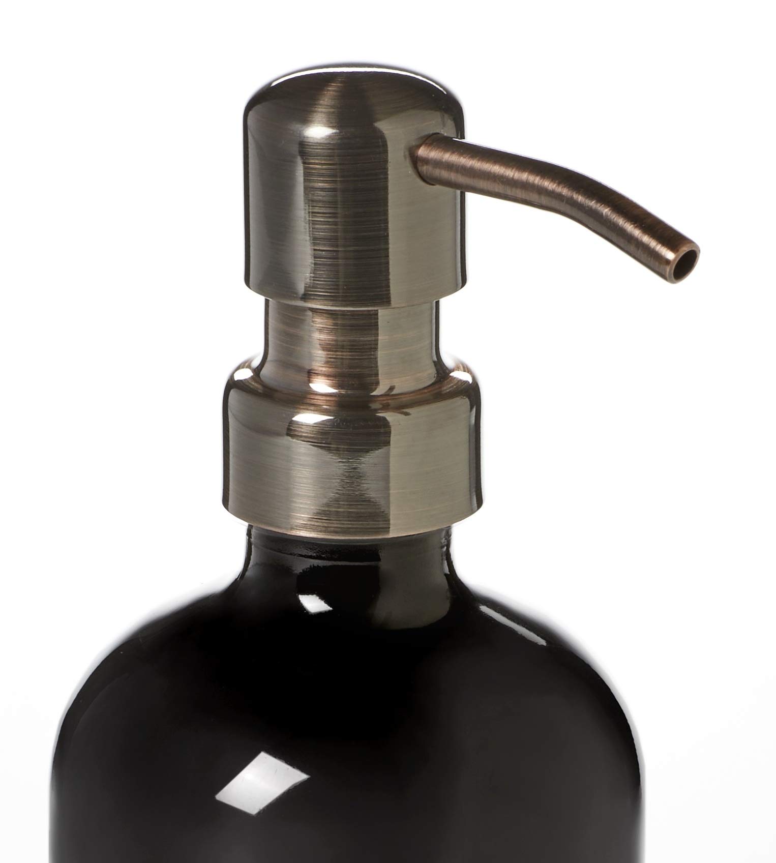 Premium Black Glass Soap Dispenser with Gun Metal Pump - 16oz Non-Slip Countertop Bottle for Bathroom & Kitchen | Includes Protective Base by Industrial Rewind (Black/Gun Metal) - Ideal for Home, Office, and Restaurant Use