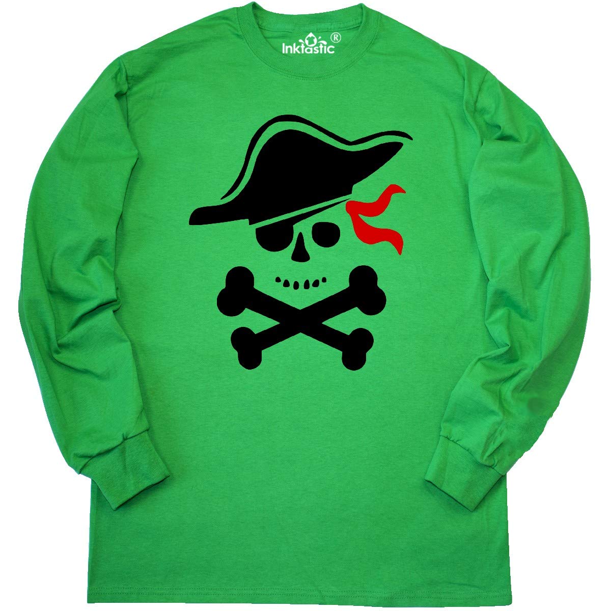 Inktastic Pirate Skull and Crossbones Long Sleeve T-Shirt for Men - Gothic Punk Rock Style Shirt - Perfect for Halloween, Costume Parties & Casual Wear