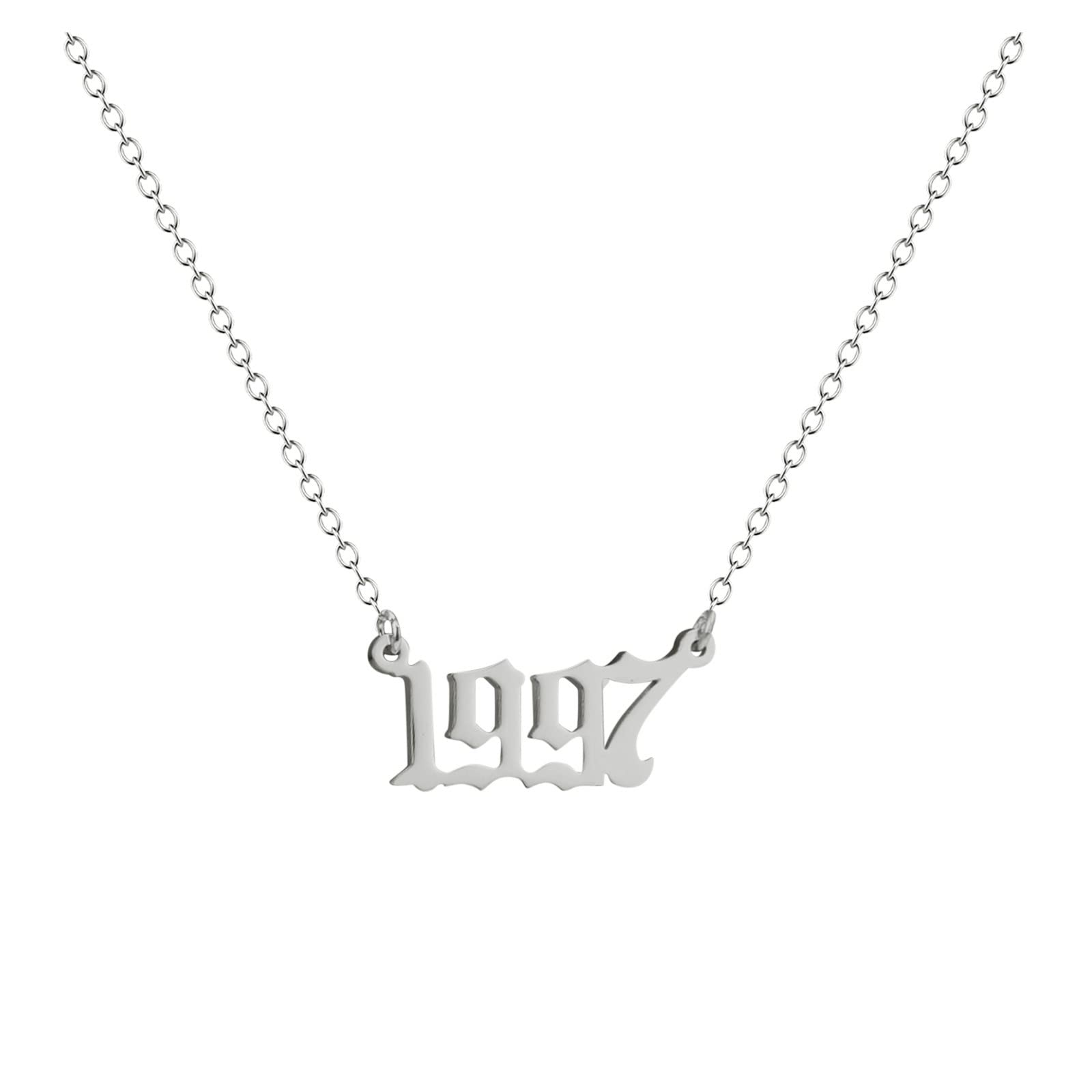 BBZUI 1990-2000 Silver Stainless Steel Number Pendant Necklace for Women & Teen Girls - Elegant Choker Cross Necklace Jewelry for Back to School, College Graduation & Everyday Wear