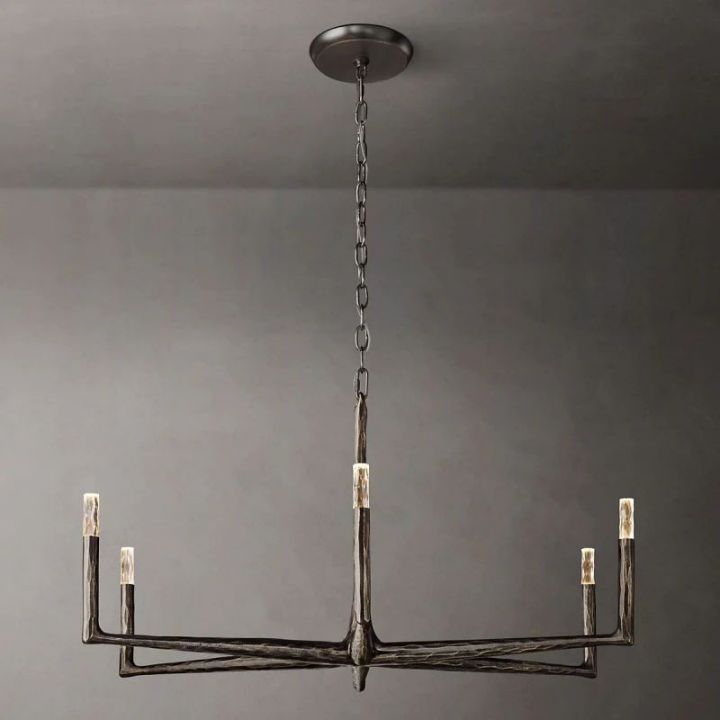 Thader 48 Inch Round Chandelier - Modern Crystal Ceiling Light Fixture for Dining Room, Living Room, Bedroom & Foyer Decor