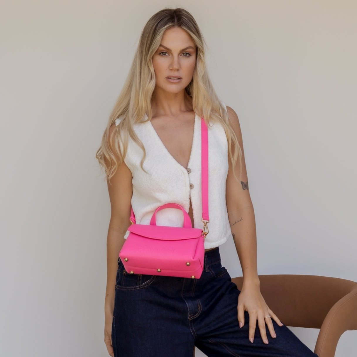 Mini Tryhard Leather Crossbody Bag for Women - Neon Pink Small Shoulder Purse | Perfect for Parties, Concerts & Daily Use