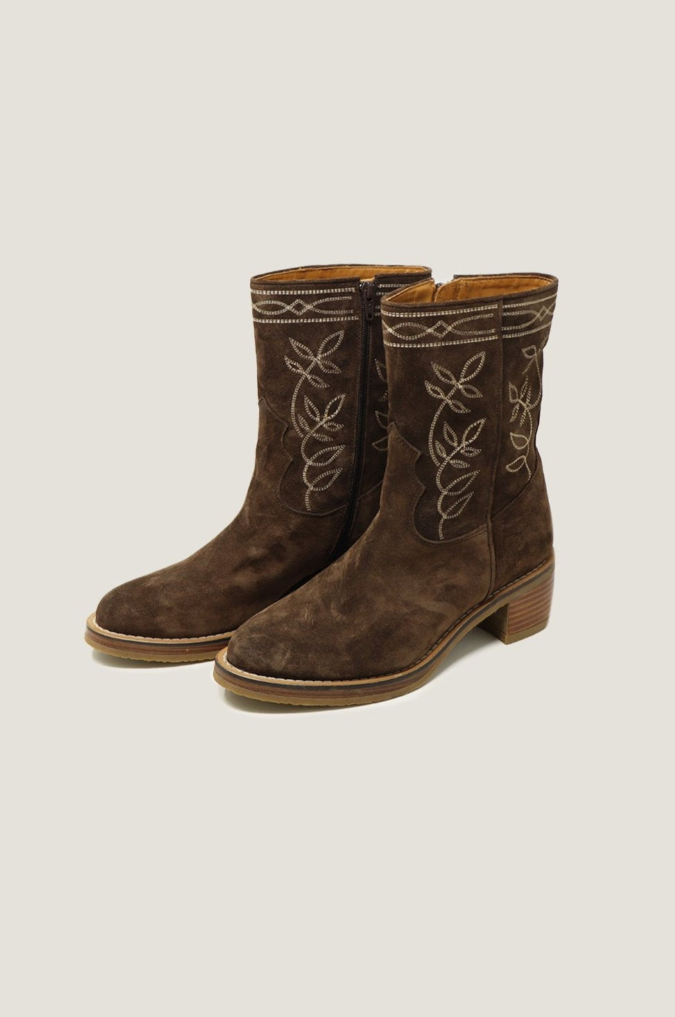 ALPE Ella Suede Boots for Women - Chocolate Brown Ankle Boots with Block Heel | Perfect for Fall, Winter & Casual Outfits