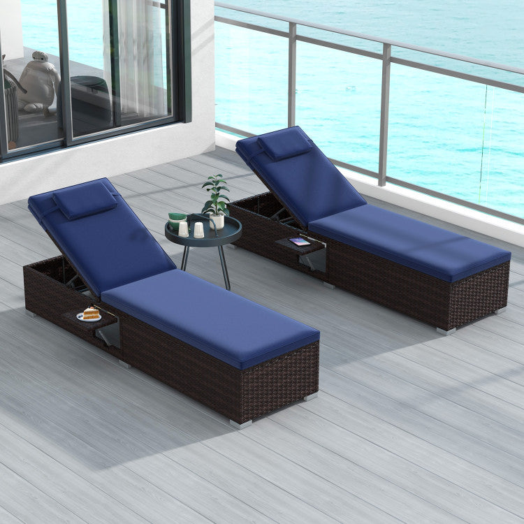 Costway 2-Piece Patio Lounge Chair Set with Adjustable Backrest, Cushions & Headrests - Outdoor Relaxation for Poolside, Garden or Backyard