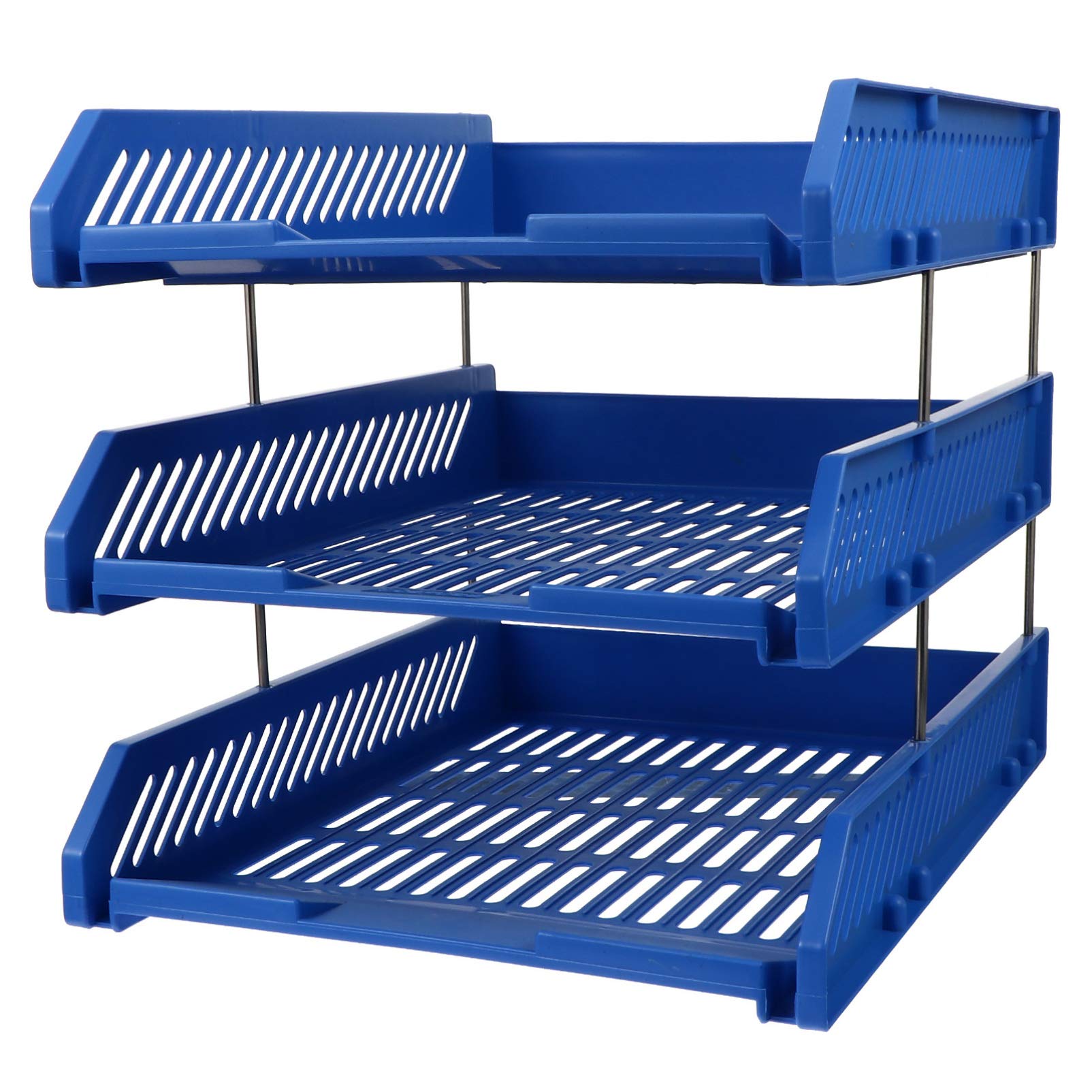 TOYANDONA 3-Tier Stackable Plastic Desktop Organizer - Letter Tray, File Holder & Paper Rack for Home, Office & School - Blue Workspace Decor for Efficient Document Storage & Organization