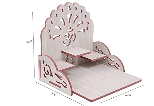 Handcrafted Engineered Wood Wall Hanging Temple for Home, Office & Shop - Cream Home Decor Showpiece (29x29x26.5cm) | Perfect for Christmas, New Year Gifts & Spiritual Decor