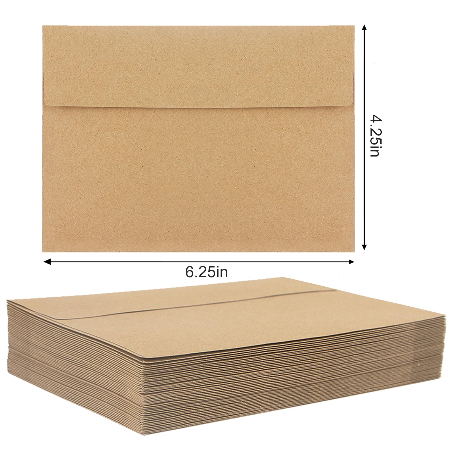 50 Pack Kraft Envelopes A4 Size (4x6 Inches) - Eco-Friendly Brown Invitation Envelopes for Wedding, Baby Shower & Birthday Party | Perfect for Personalized Greeting Cards, Invitations & Stationery