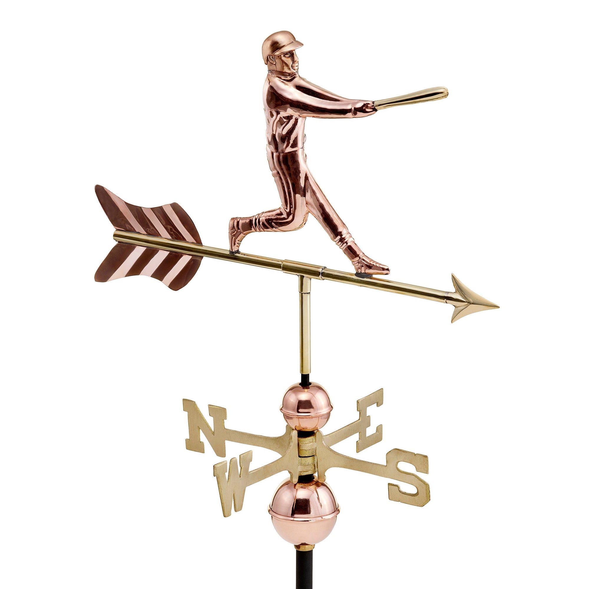 Handcrafted Copper Baseball Player Weathervane - Durable Outdoor Decor for Garden, Yard & Roof - Perfect for Sports Fans & Baseball Enthusiasts