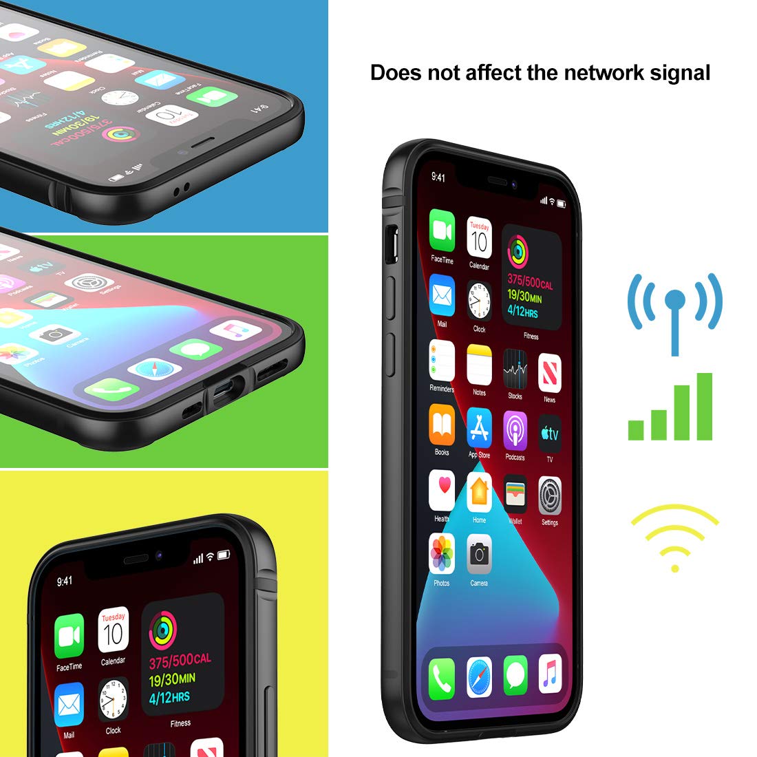 Eastcoo Ultra Slim Metal Bumper Case for iPhone 12 & iPhone 12 Pro - Shockproof Protective Cover with Soft TPU Liner & Wireless Charging Support (Black) | Perfect for Daily Use, Outdoor Activities & Travel Protection