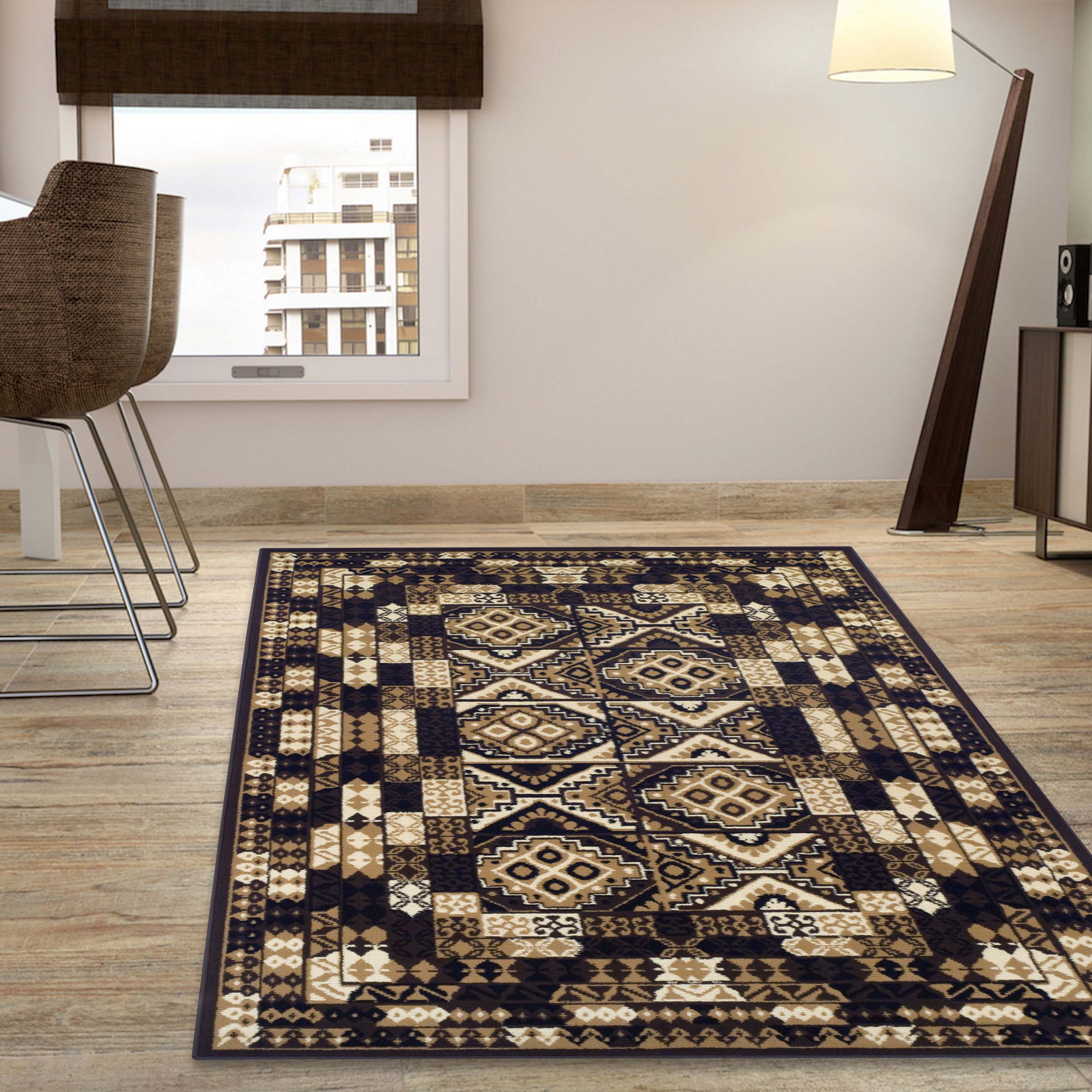 Modern Geometric Mosaic Non-Slip Area Rug - Soft Indoor Runner Carpet for Living Room, Bedroom, Hallway - Boho Home Decor & Floor Protection
