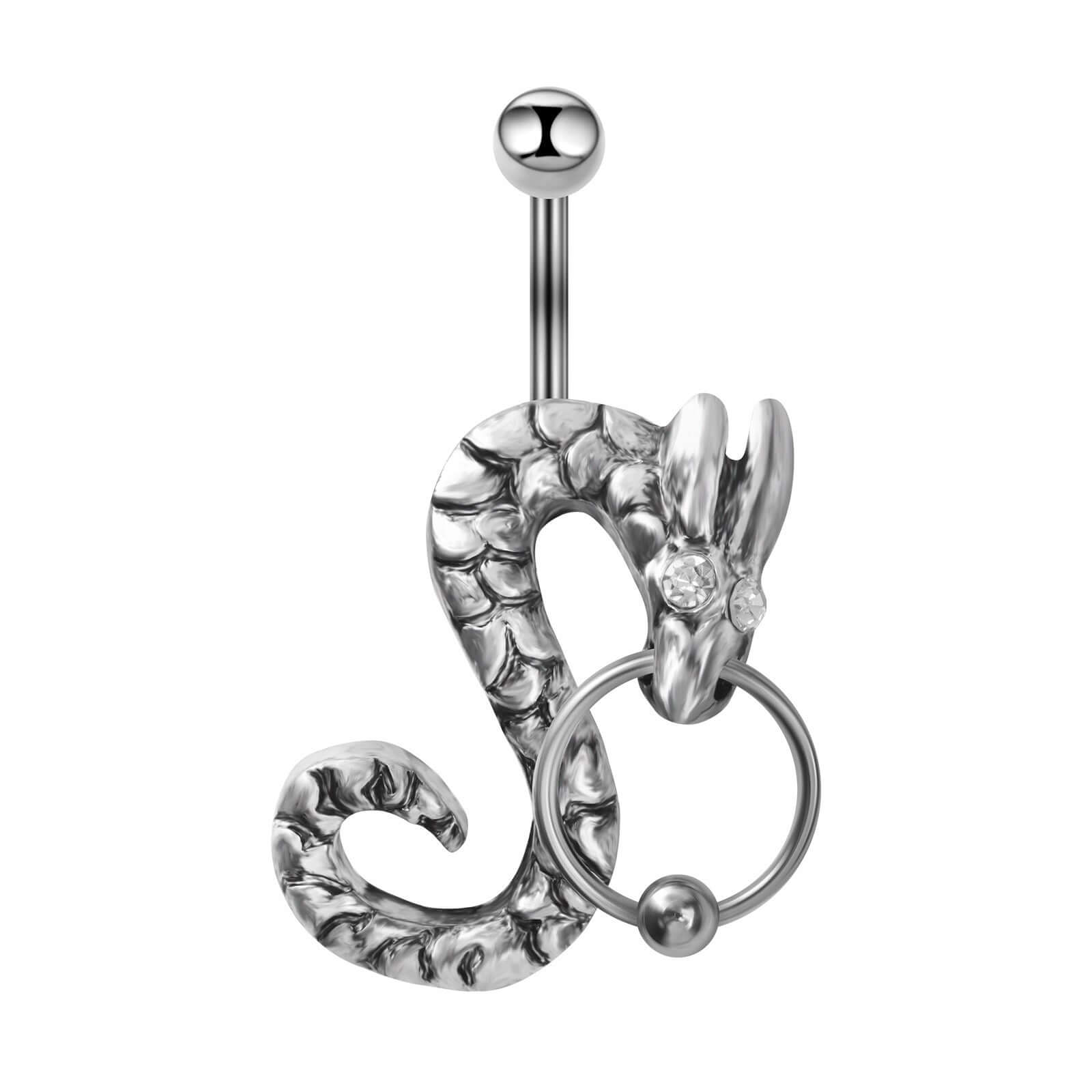 Zodiac Dragon Belly Button Ring - Stainless Steel Navel Piercing Jewelry for Women | Perfect for Parties, Festivals, and Unique Style Statements