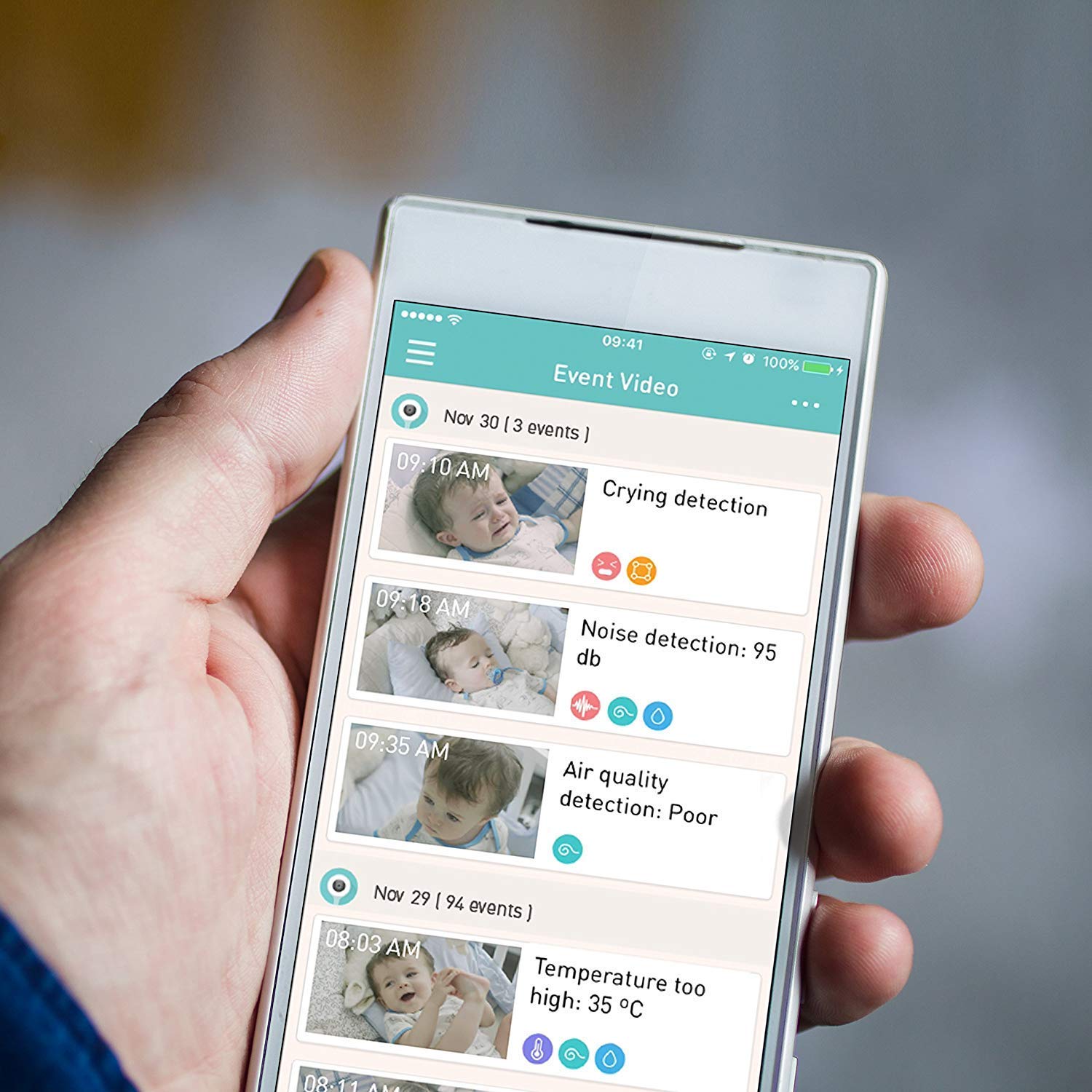 Smart Baby Monitor with True Crying Detection & Night Vision - Lollipop Baby Camera with 2-Way Audio, HD Video & Motion Alerts | Perfect Nursery Gift for New Parents (Turquoise) | Monitor Sleeping Infants & Playtime Activities
