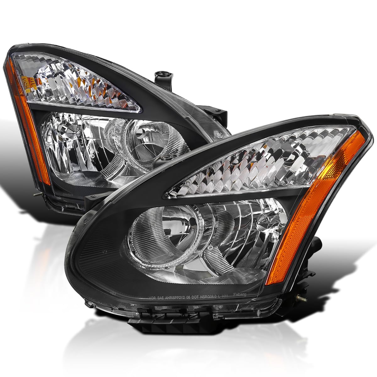 Spec-D Tuning Black Headlights for 2008-2013 Nissan Rogue - Pair LED Headlight Assembly (Left + Right) - Upgrade Your Ride with Stylish Nighttime Visibility