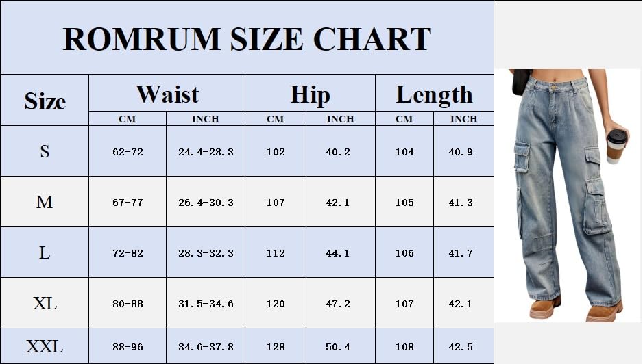 Women's High Waisted Denim Cargo Pants - Y2K Baggy Jeans with Multiple Pockets | Wide Leg Casual Loose Trousers for Streetwear & Everyday Outfits