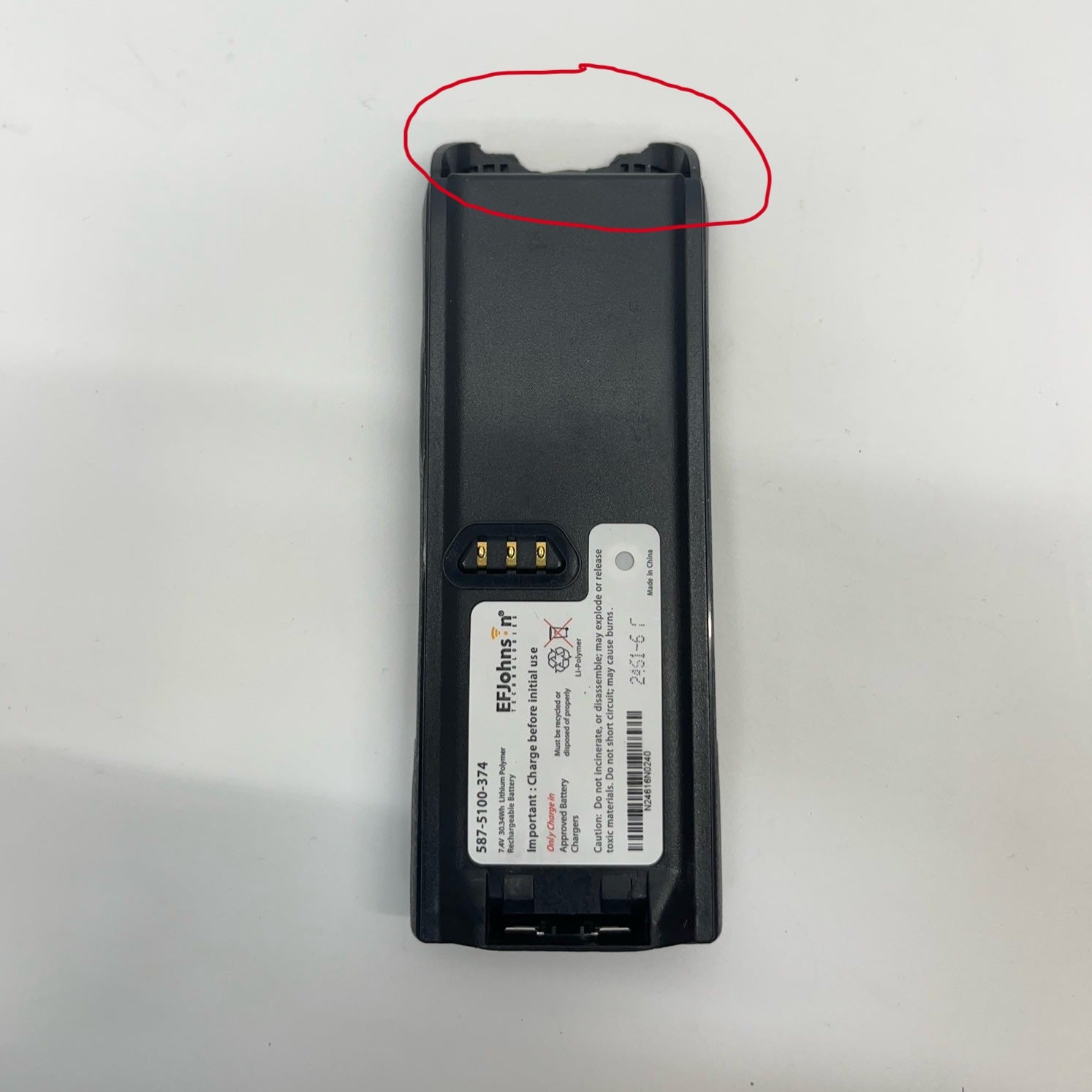 EF Johnson 587 5100 374 7.4V 30.34Wh Li-Ion Battery Replacement for 5100 VIKING XTS5000 Two-Way Radio - Long-Lasting Power for Emergency Communications & Public Safety