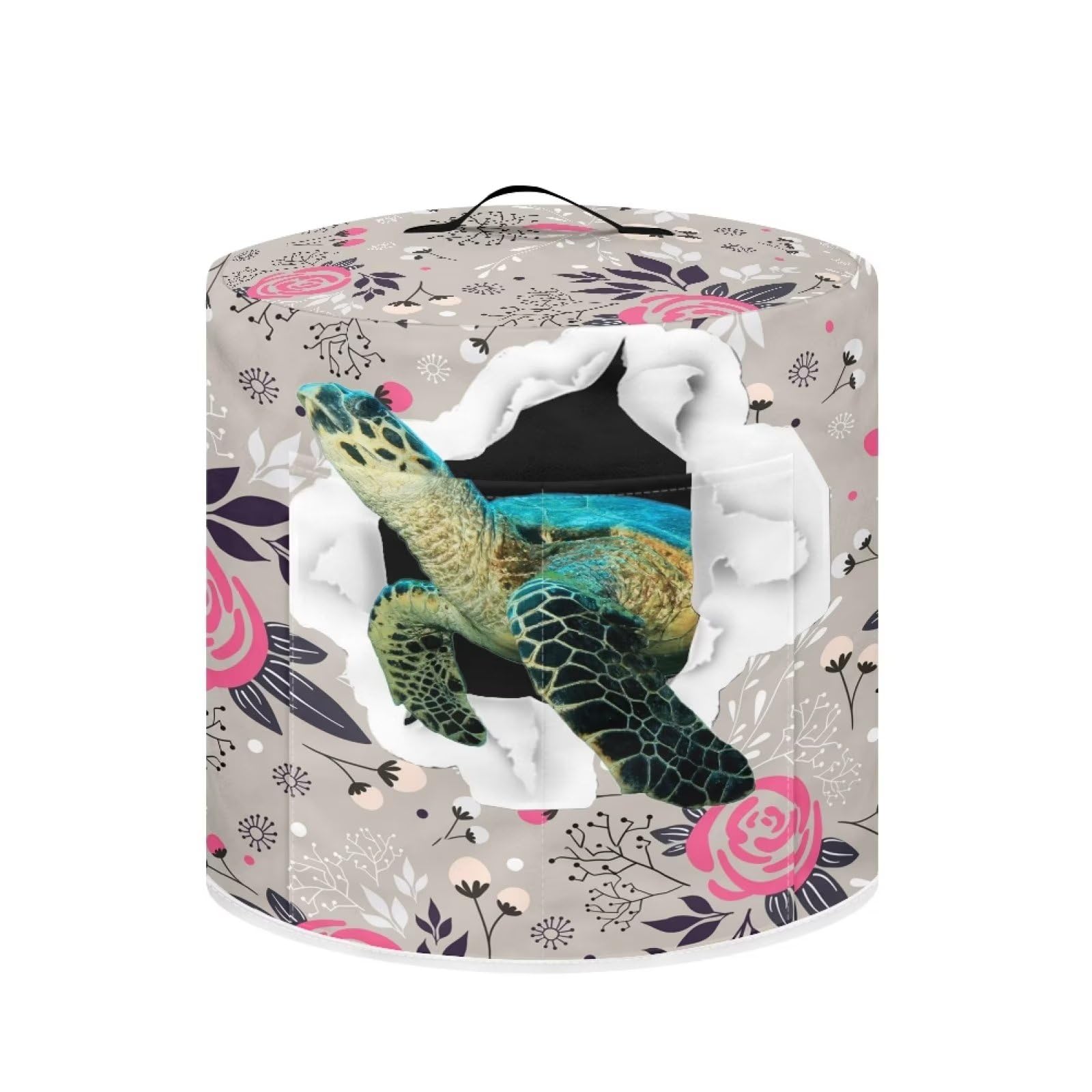 STUOARTE 8 Quart Flower Turtle Print Rice Cooker Cover - Anti-Fingerprint, Dustproof Kitchen Accessory for Pressure Cookers & Small Appliances with Handle & Storage Pocket - Perfect for Home, Dorm, Office & RV Use