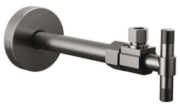 Luxe Steel Angled Supply Stop Valve with Cross Handle - BT022205 SL by Brizo | Perfect for Bathroom & Kitchen Faucet Installations, Water Supply Lines & Plumbing Repairs