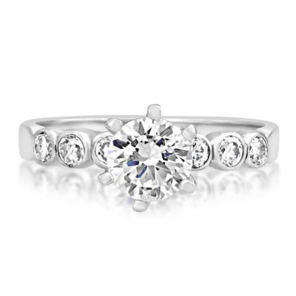 Elegant Bezel Engagement & Wedding Ring Set for Women - 14K Gold or Platinum - Perfect for Proposals, Anniversaries & Bridal Jewelry
