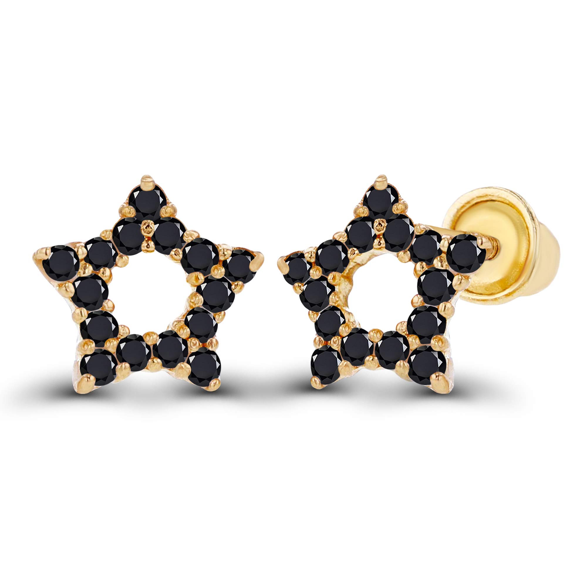 14K Gold 7mm Natural Birthstone Star Stud Earrings for Women | Screw Back Post | 1mm Genuine Birthstone | Perfect for Everyday Wear, Gifts & Special Occasions