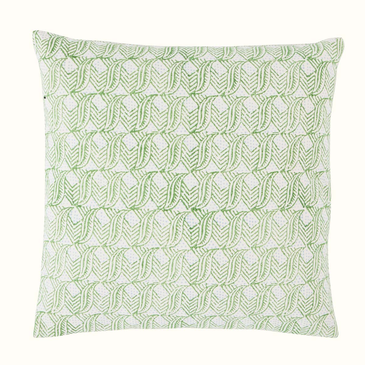 Hand Block Printed Indian Leaf Cushion Cover - Blue & Green Bohemian Home Decor for Sofa, Bed & Living Room