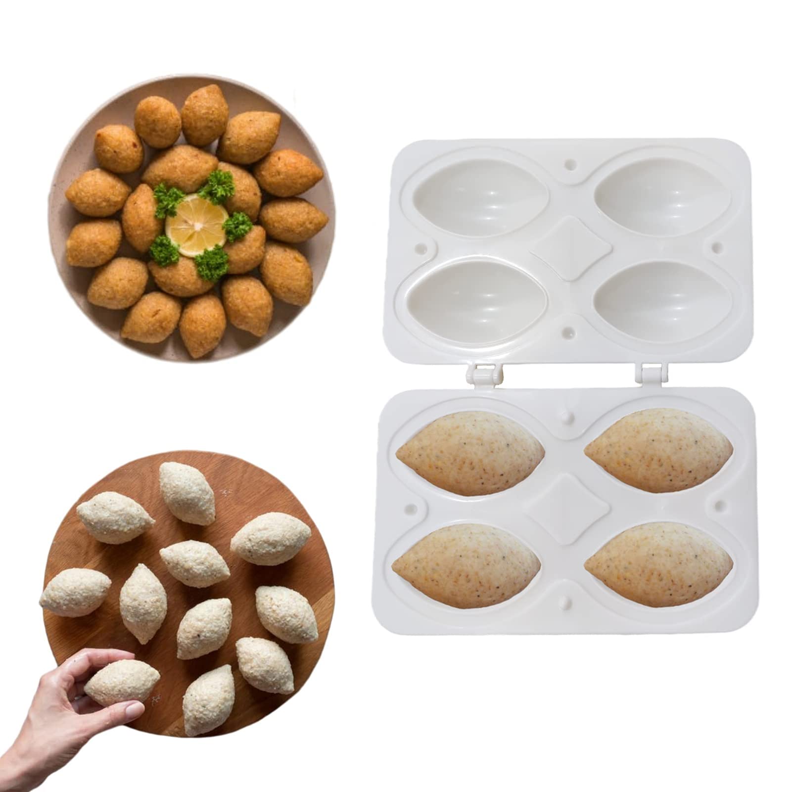 Stainless Steel Meatball Mold Maker - 4 Grid DIY Manual Meatloaf Press Tool for Homemade Kubba, Meatballs & Burgers | Durable Kitchen Accessories for Cooking, Baking & Party Food Prep