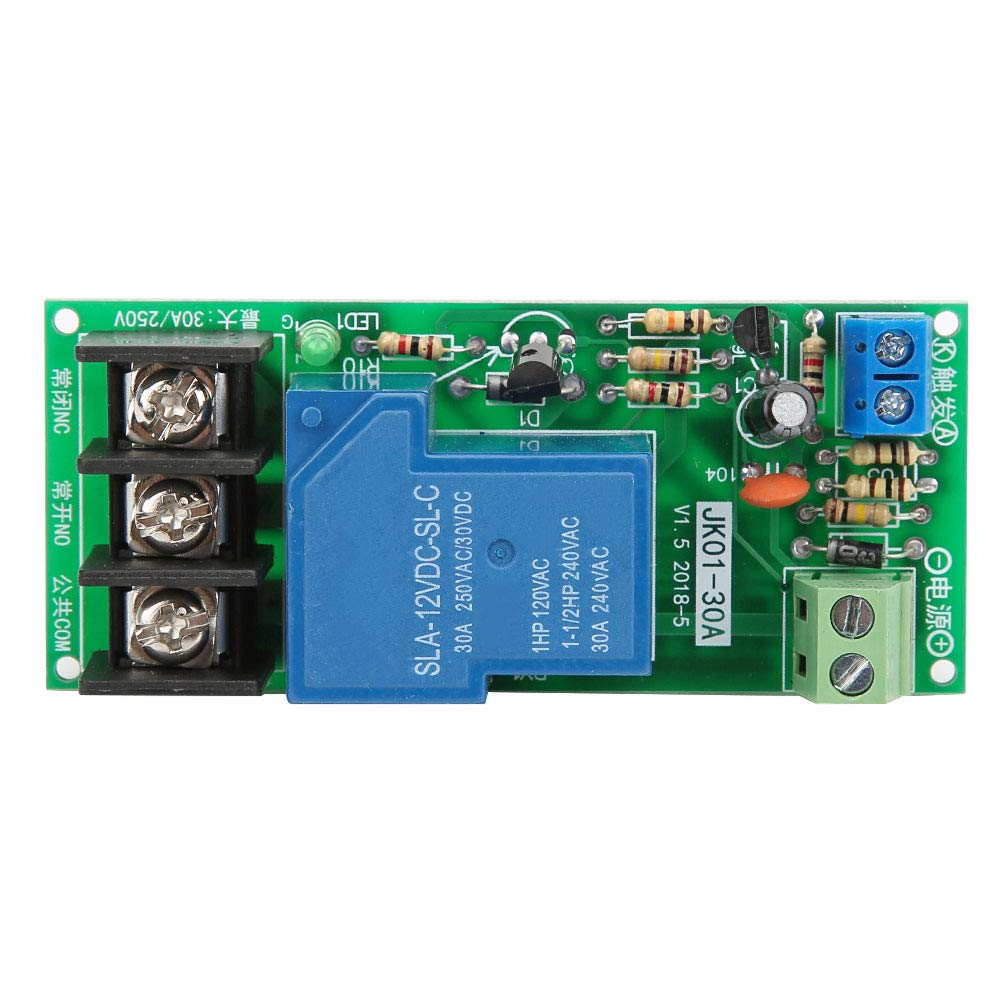 Hilitand Adjustable Timer Switch Module - DC 12V Input, 30A Load, 250VAC/30VDC - Manual Operation with Silver Contact for PCB Mount Timer Relay - Perfect for Home Automation, Industrial Control, and Electrical Equipment Timing